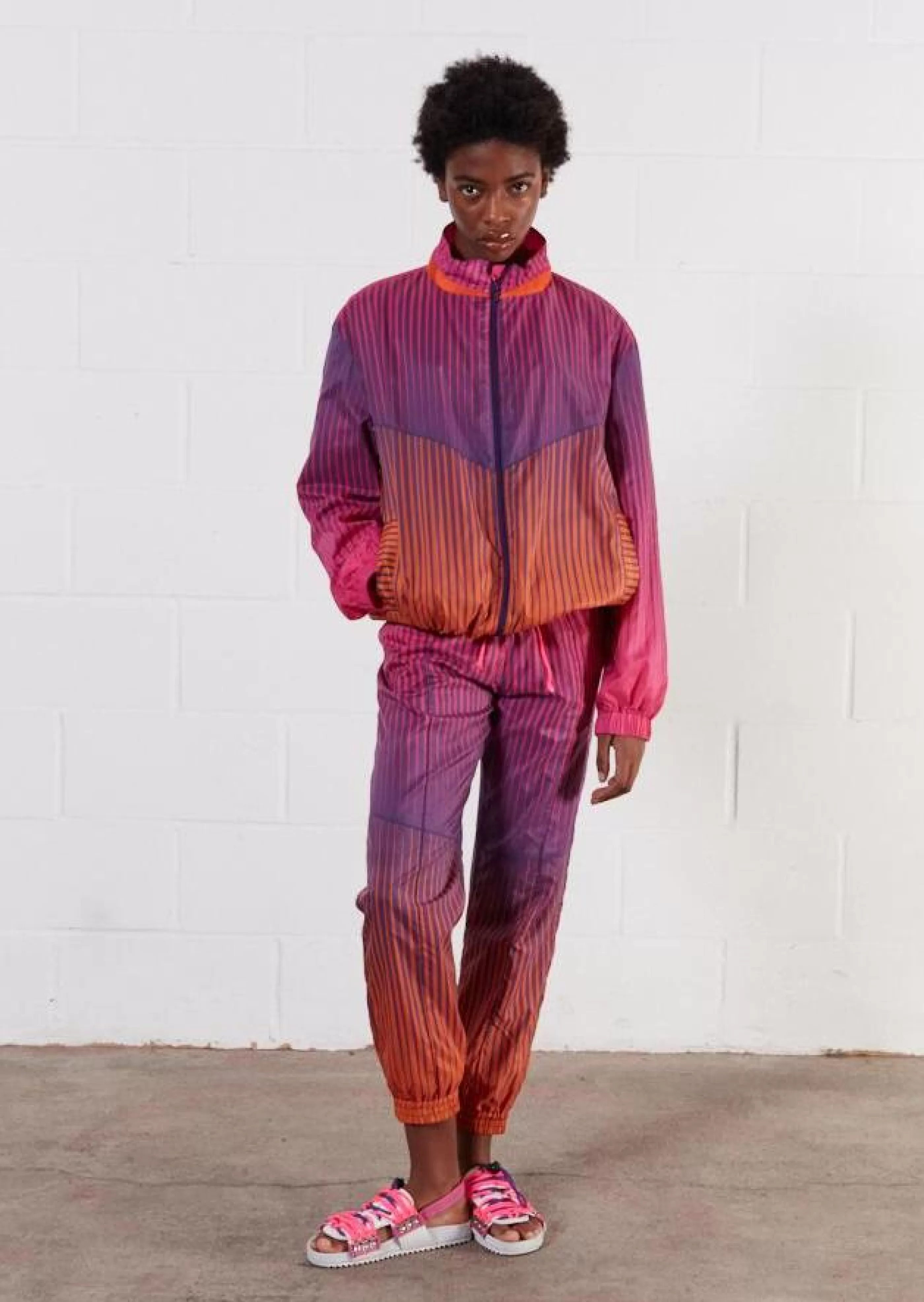 Store Andrew Brischler Neon Print Track Pant (Pink & Orange) | Skirts & Trousers