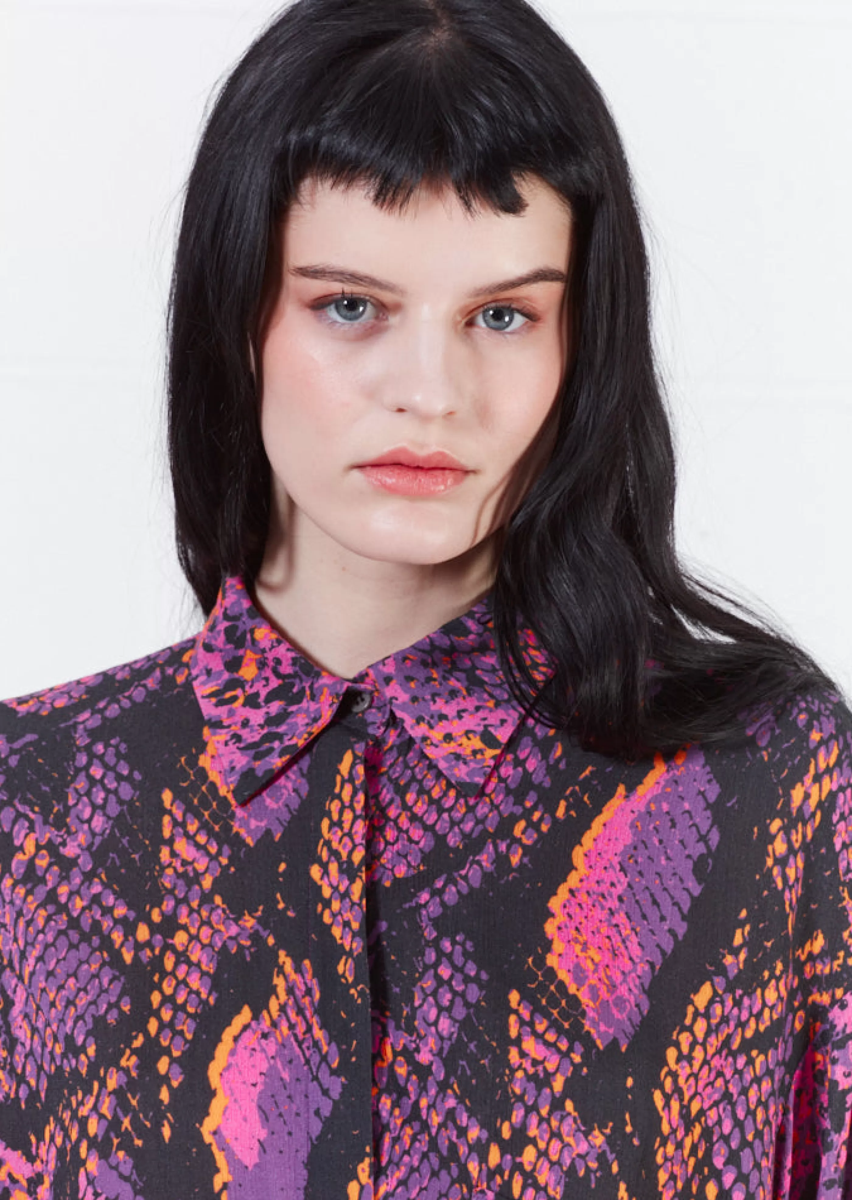 Best Sale Asymmetric Double Snake Print Viscose Shirt (Pink) | Tops & T-shirts | Tops & T-shirts