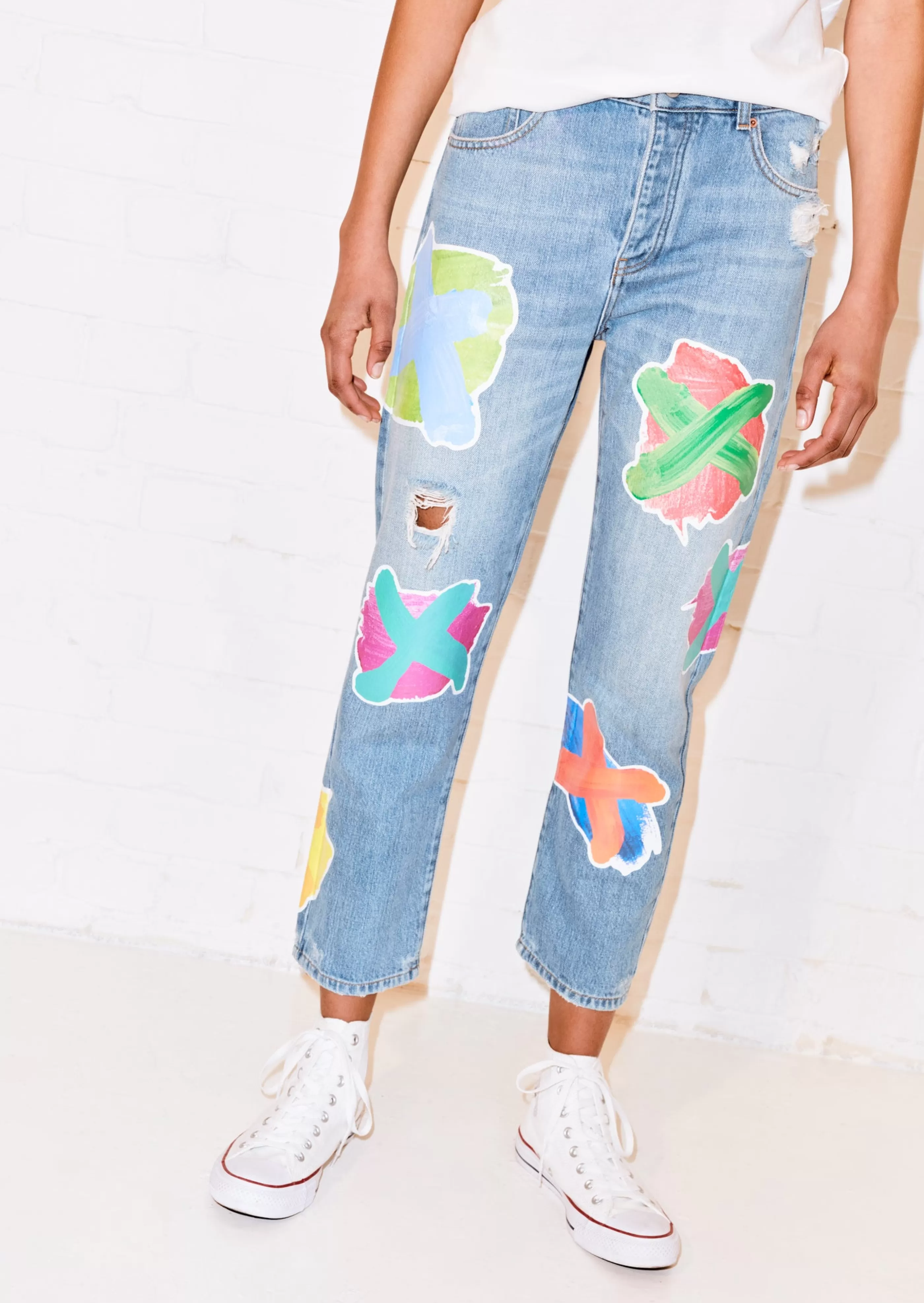 Best Cross Transfer Print Boyfriend Jean | Skirts & Trousers | Denim