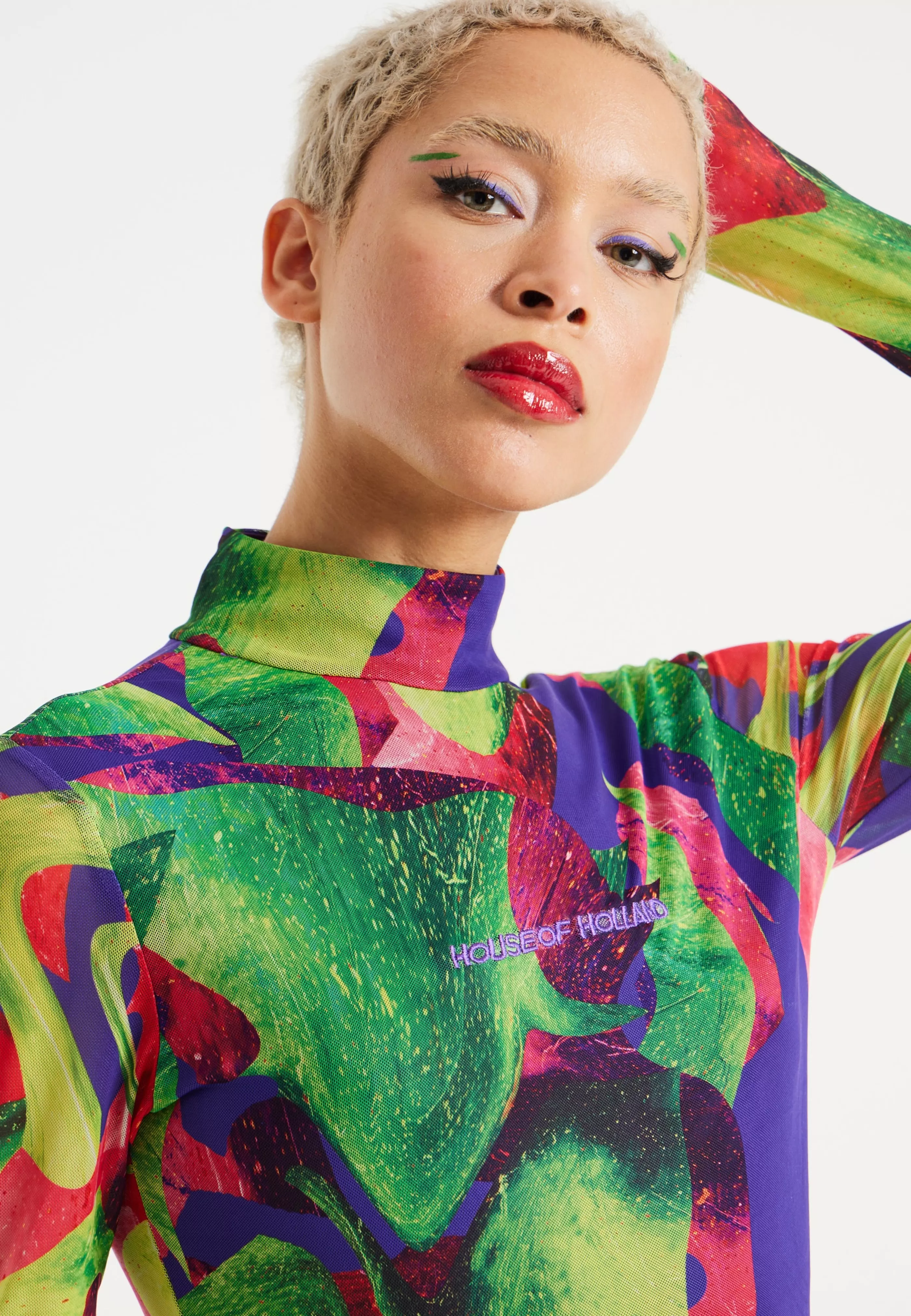 Shop Abstract Multicolour Print Mini Dress With Cut Out De Dresses | Dresses