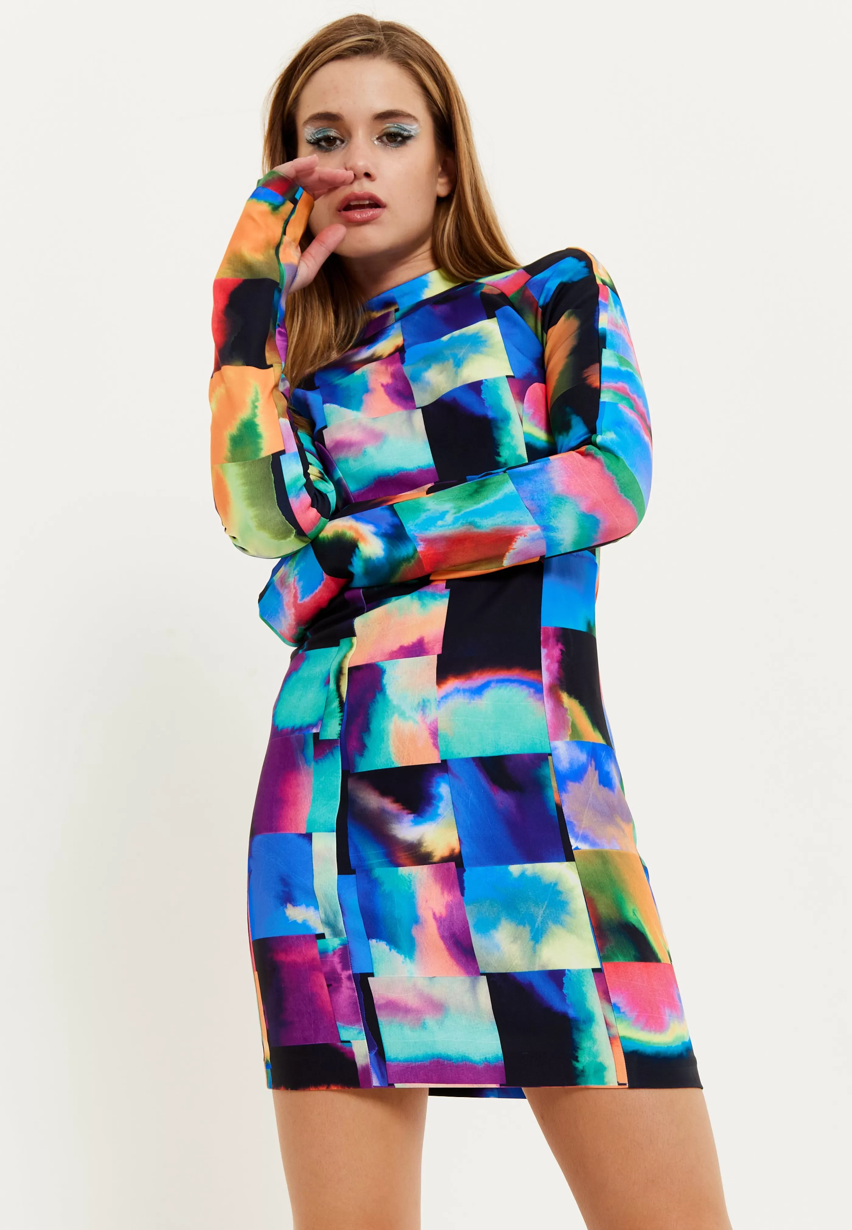Fashion Abstract Patchwork Print Dress With Open Back Detail Dresses | Dresses