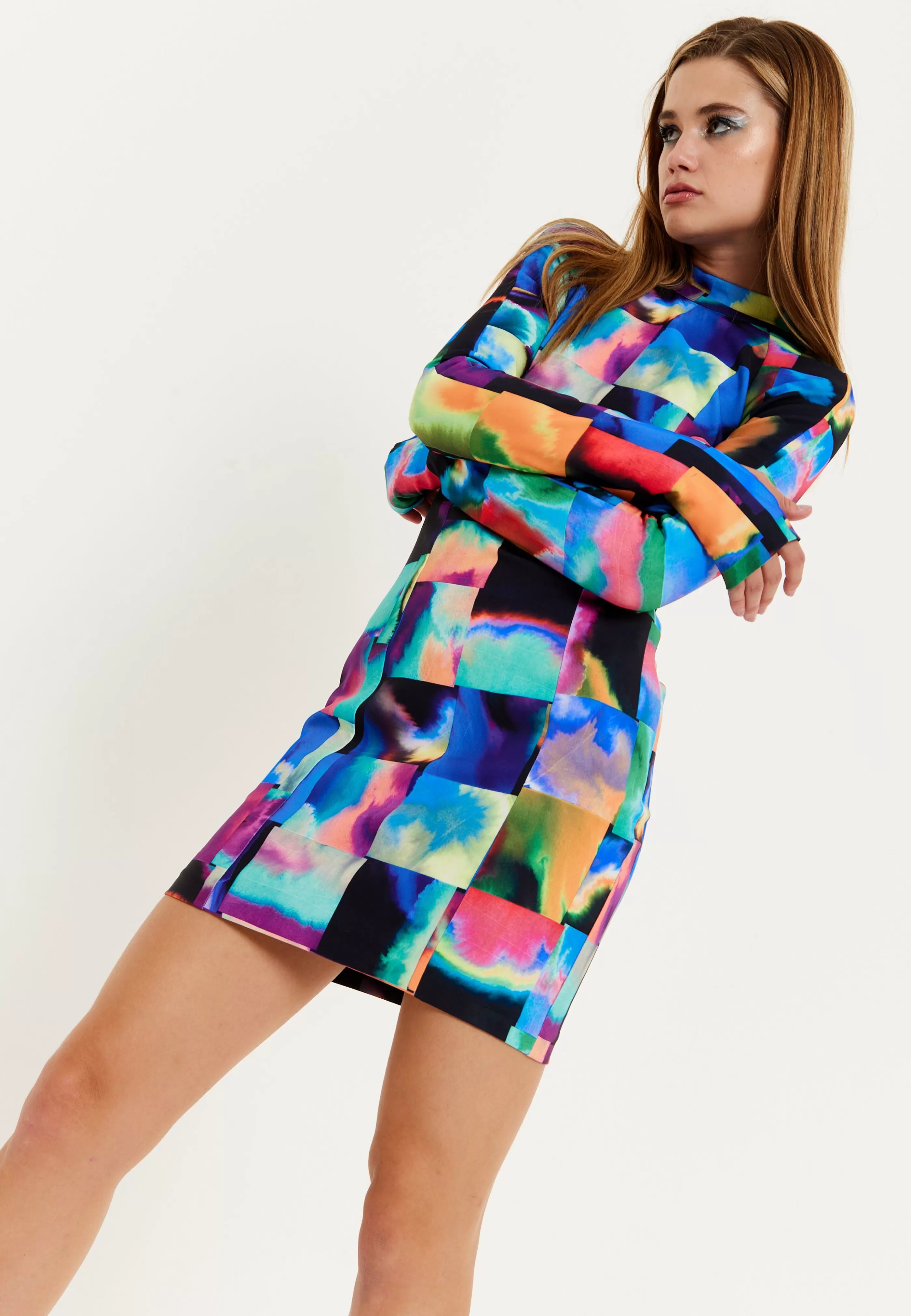 Fashion Abstract Patchwork Print Dress With Open Back Detail Dresses | Dresses