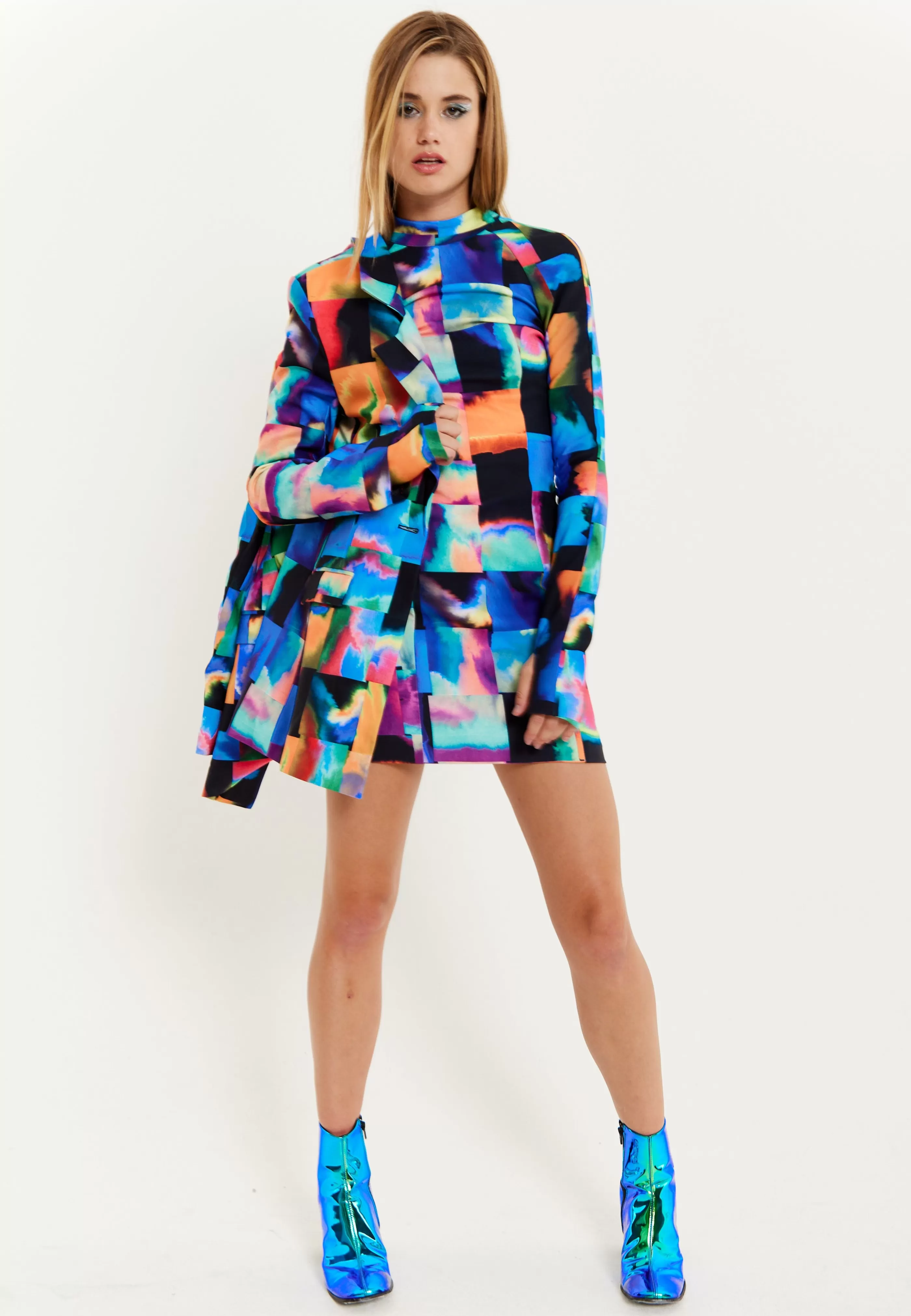 Fashion Abstract Patchwork Print Dress With Open Back Detail Dresses | Dresses