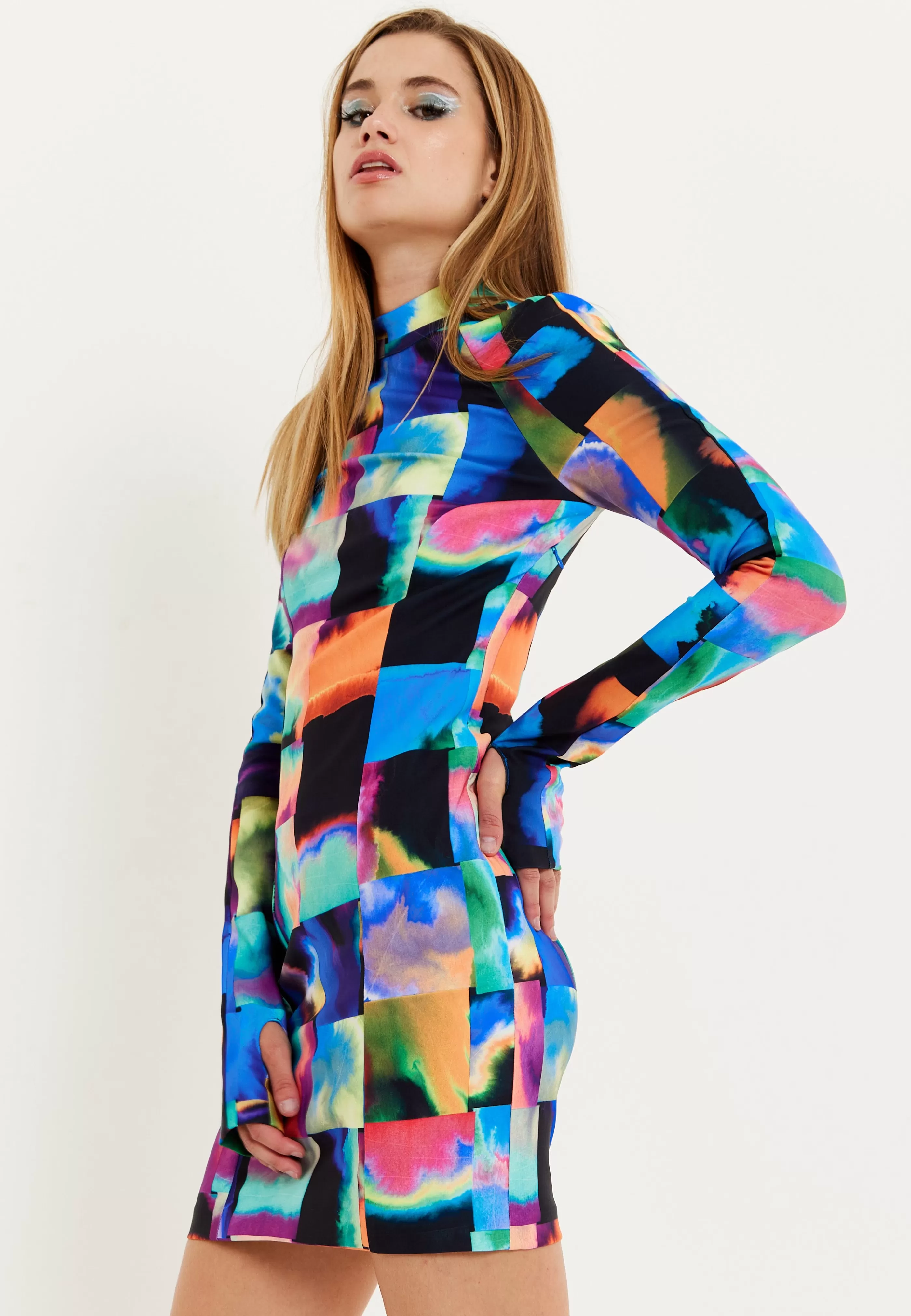 Fashion Abstract Patchwork Print Dress With Open Back Detail Dresses | Dresses
