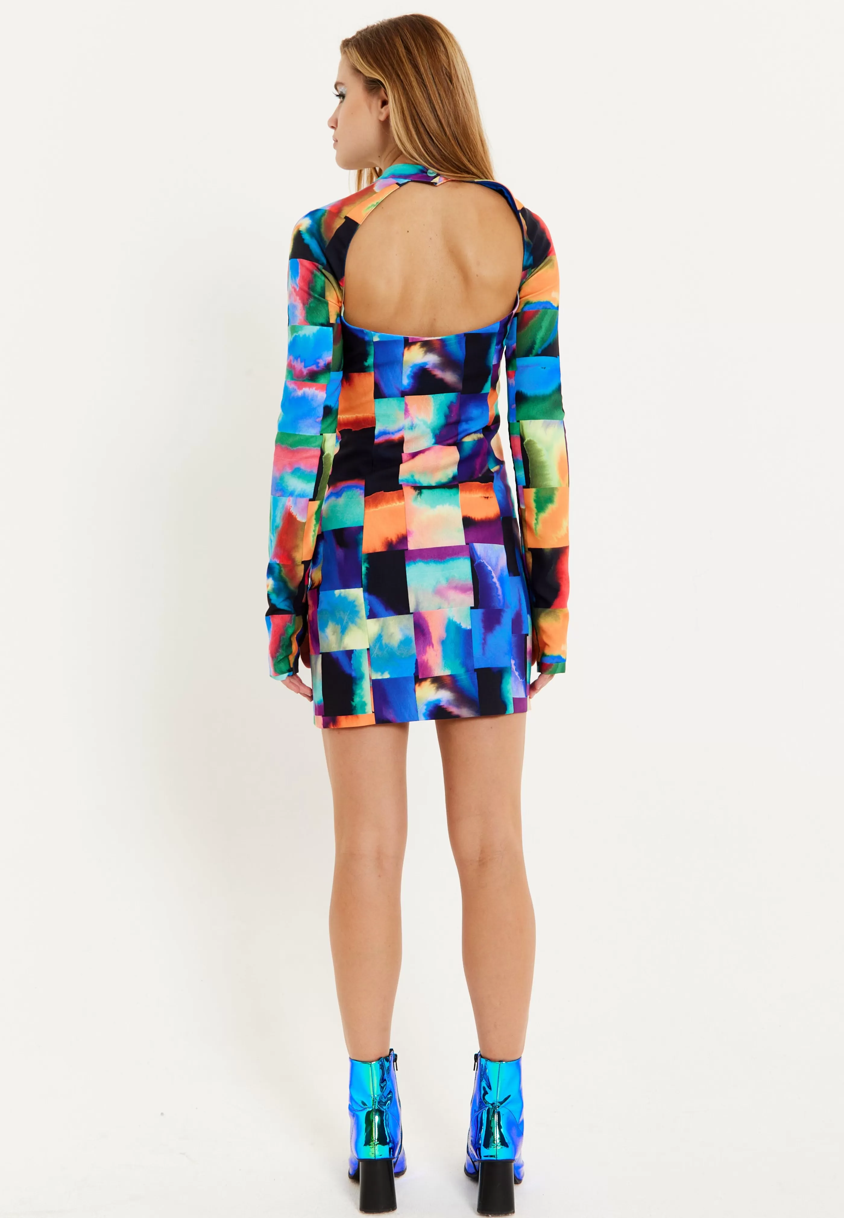 Fashion Abstract Patchwork Print Dress With Open Back Detail Dresses | Dresses