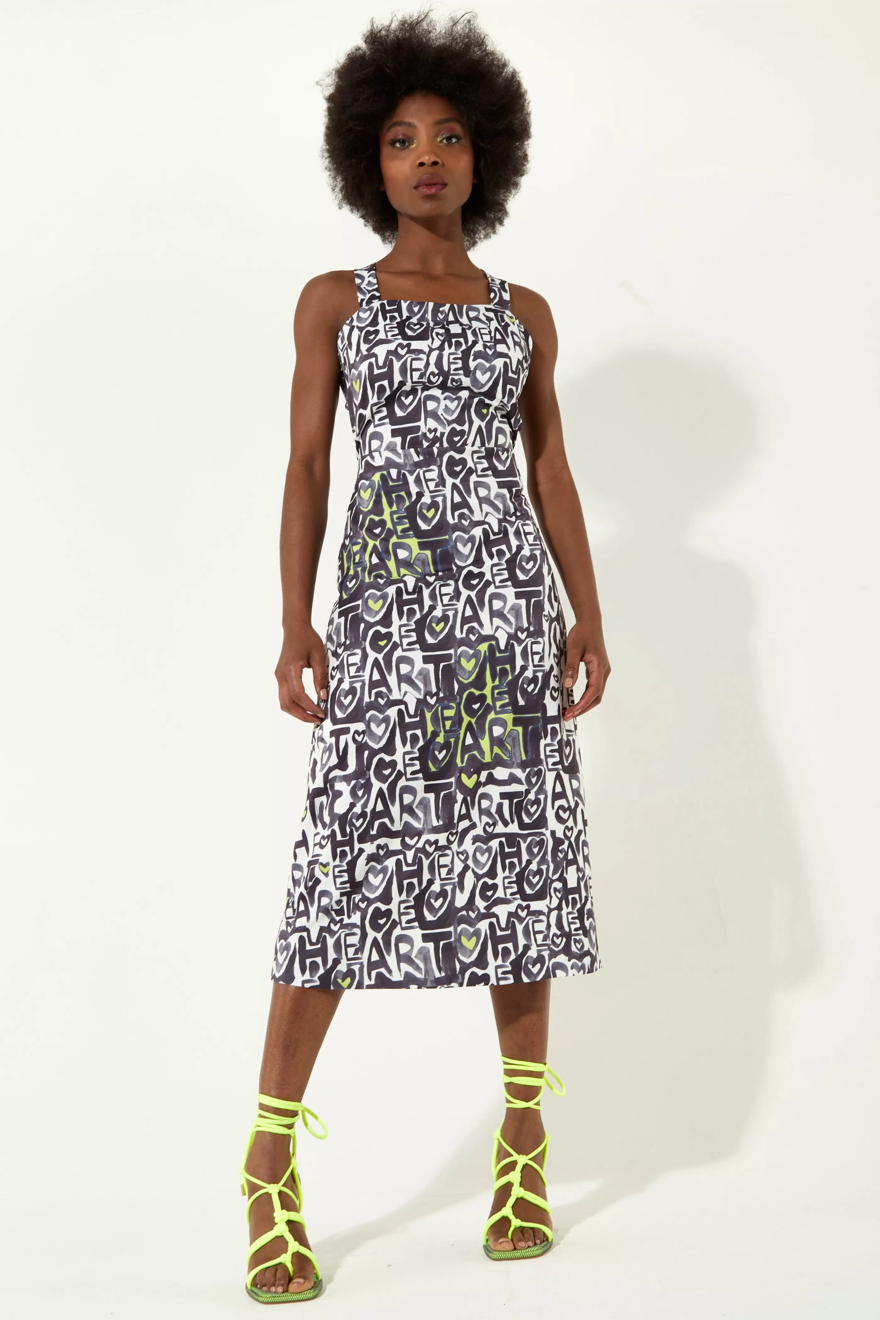 Discount Abstract Print Midi Dress With An Open Crossed Back D Dresses | Dresses