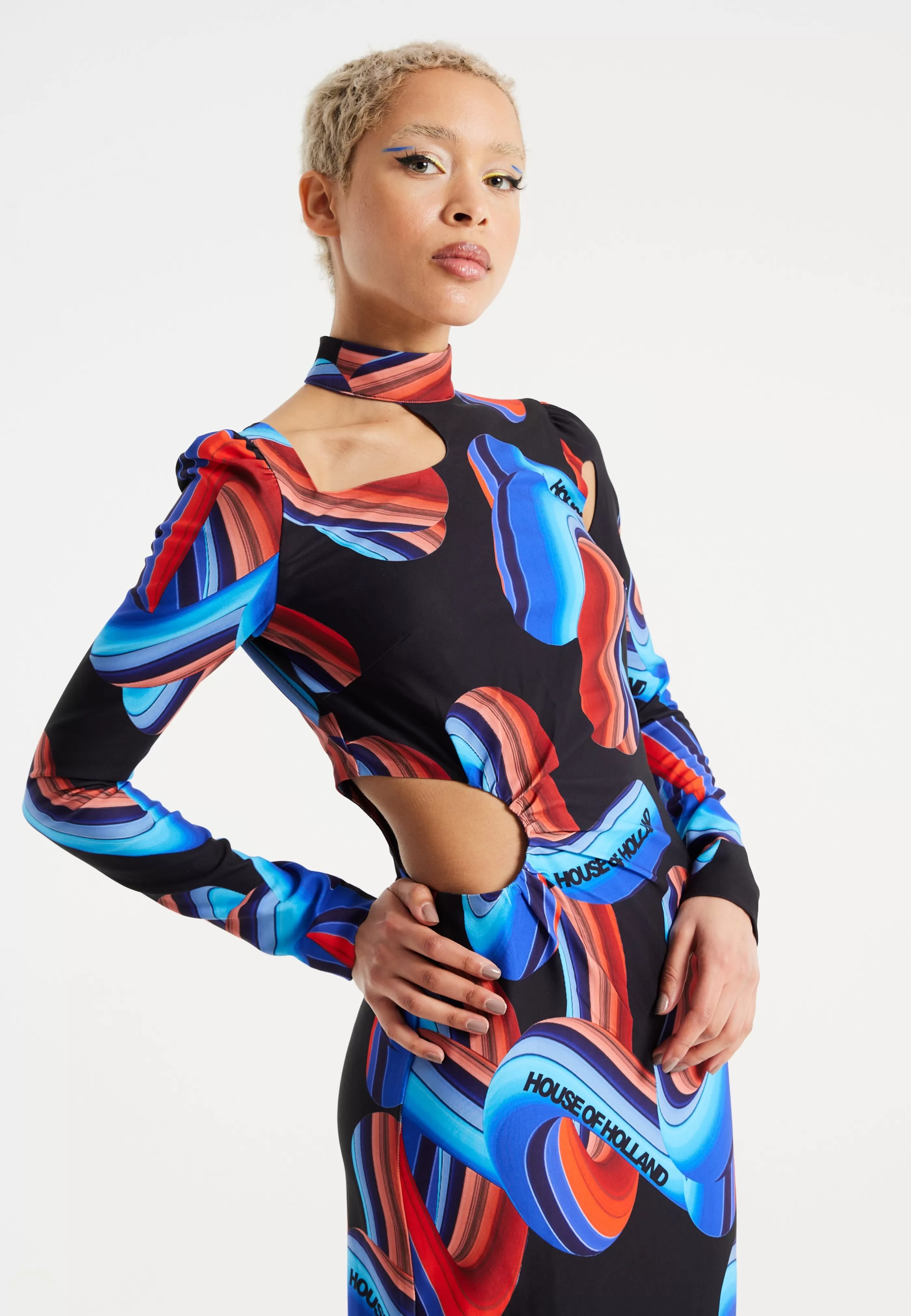 Sale Abstract Print Midi Dress With Front Cut Out Detail Dresses | Dresses
