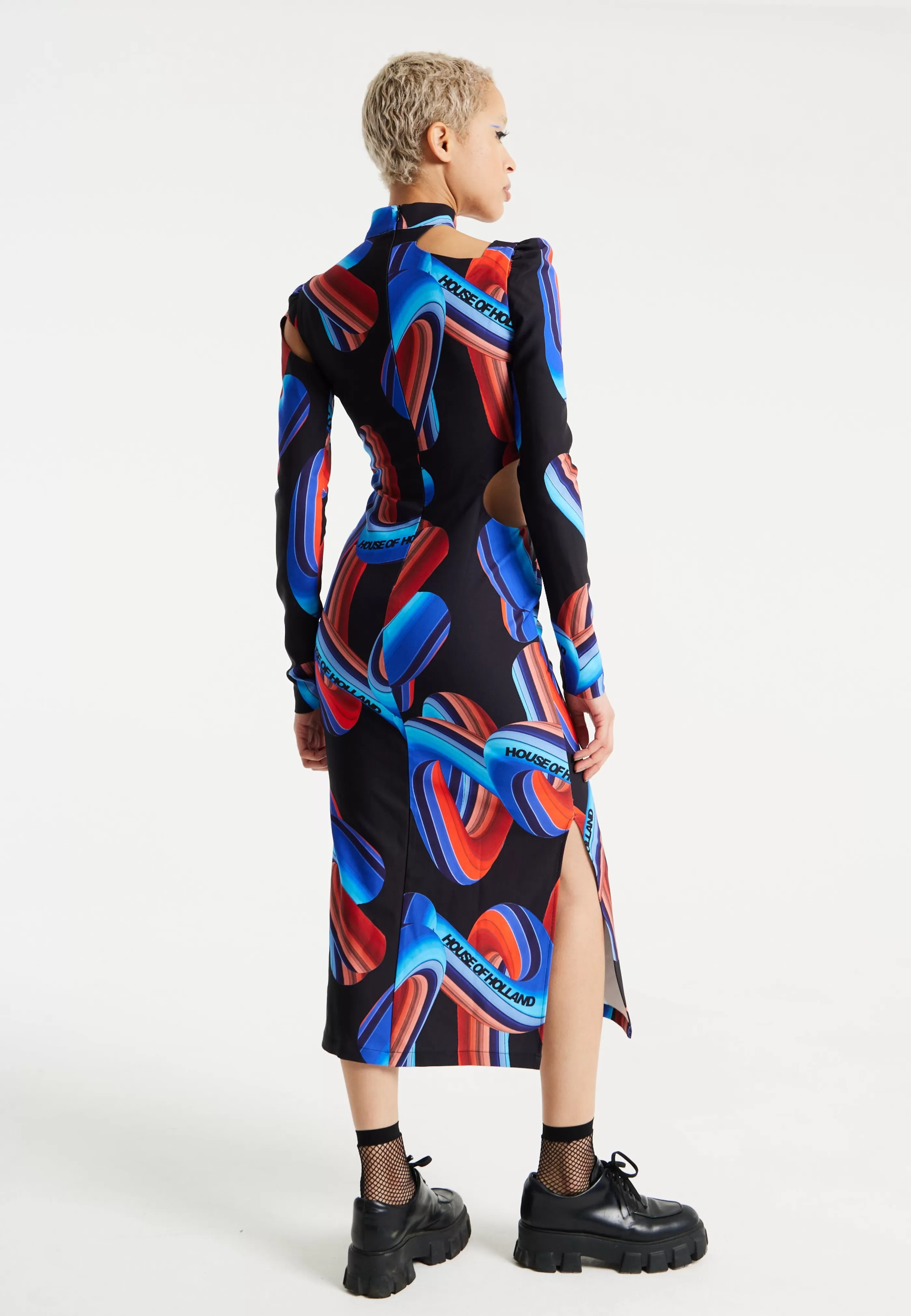Sale Abstract Print Midi Dress With Front Cut Out Detail Dresses | Dresses