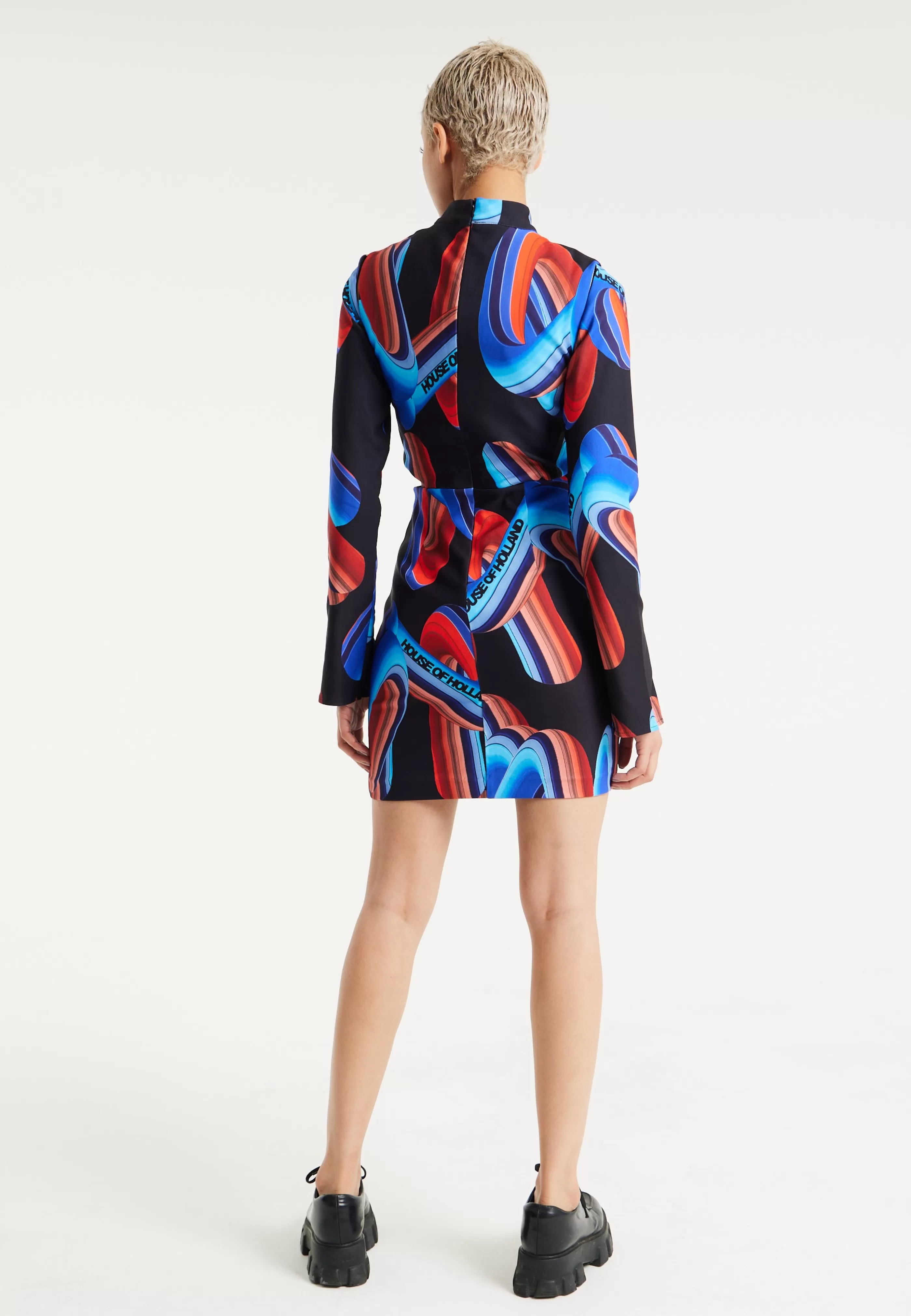 Discount Abstract Print Mini Dress With Cut Out Details And Sl Dresses | Dresses