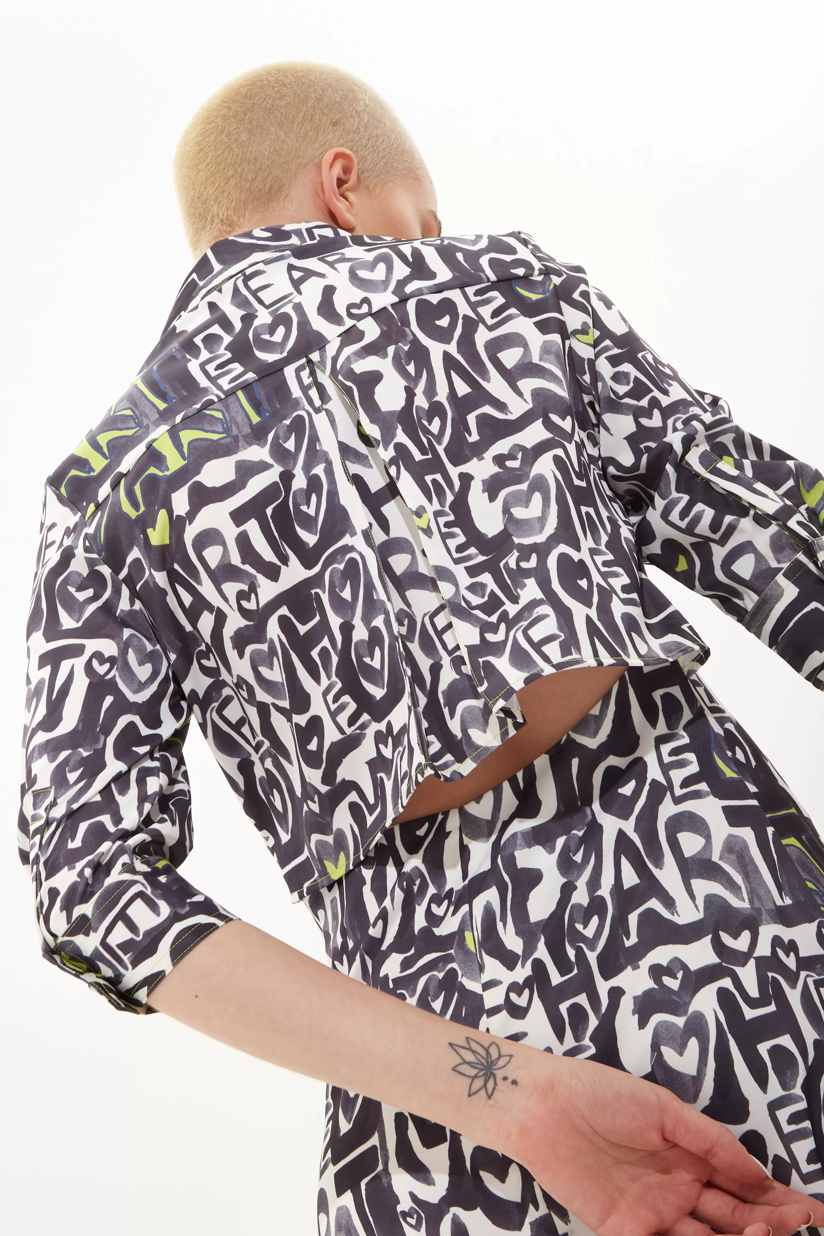 Fashion Abstract Print Mini Shirt Dress With An Opening On Th Dresses | Dresses