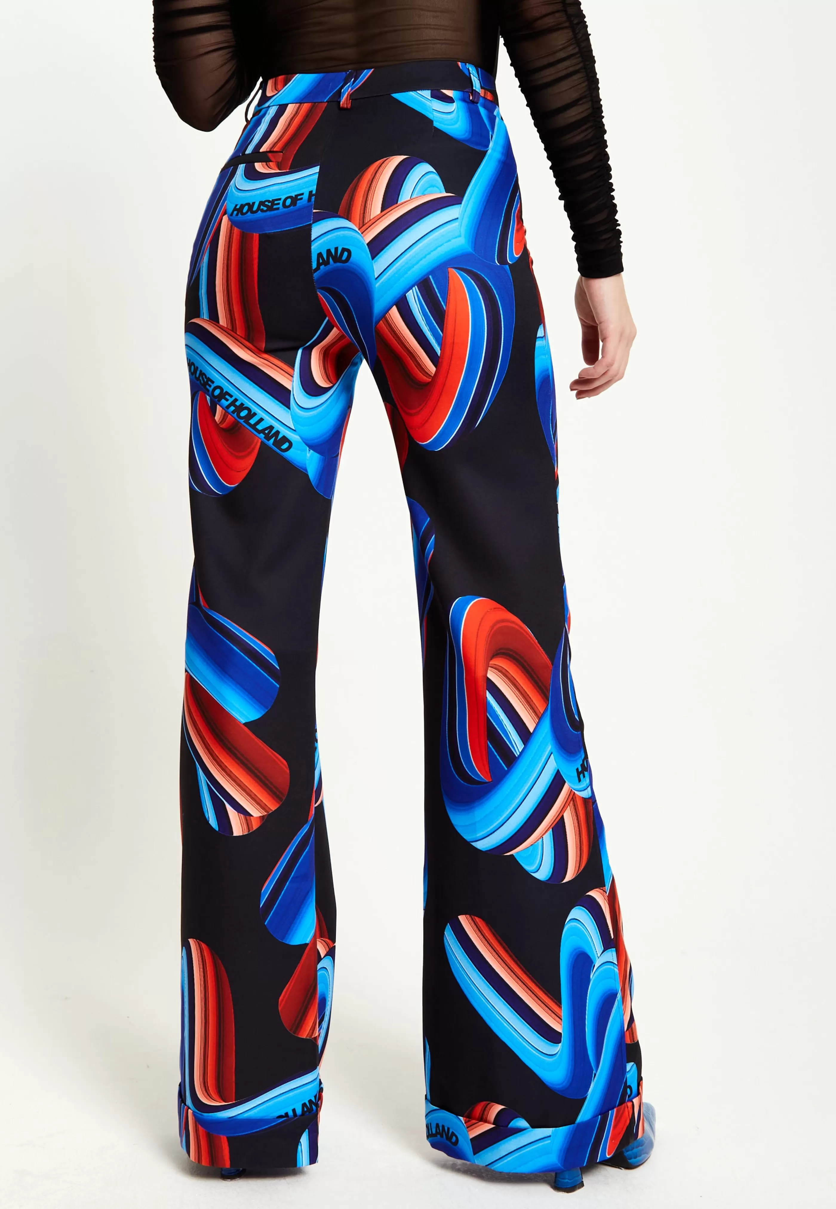 Flash Sale Abstract Print Trouser In Black, Red And Blue Suits | Skirts & Trousers