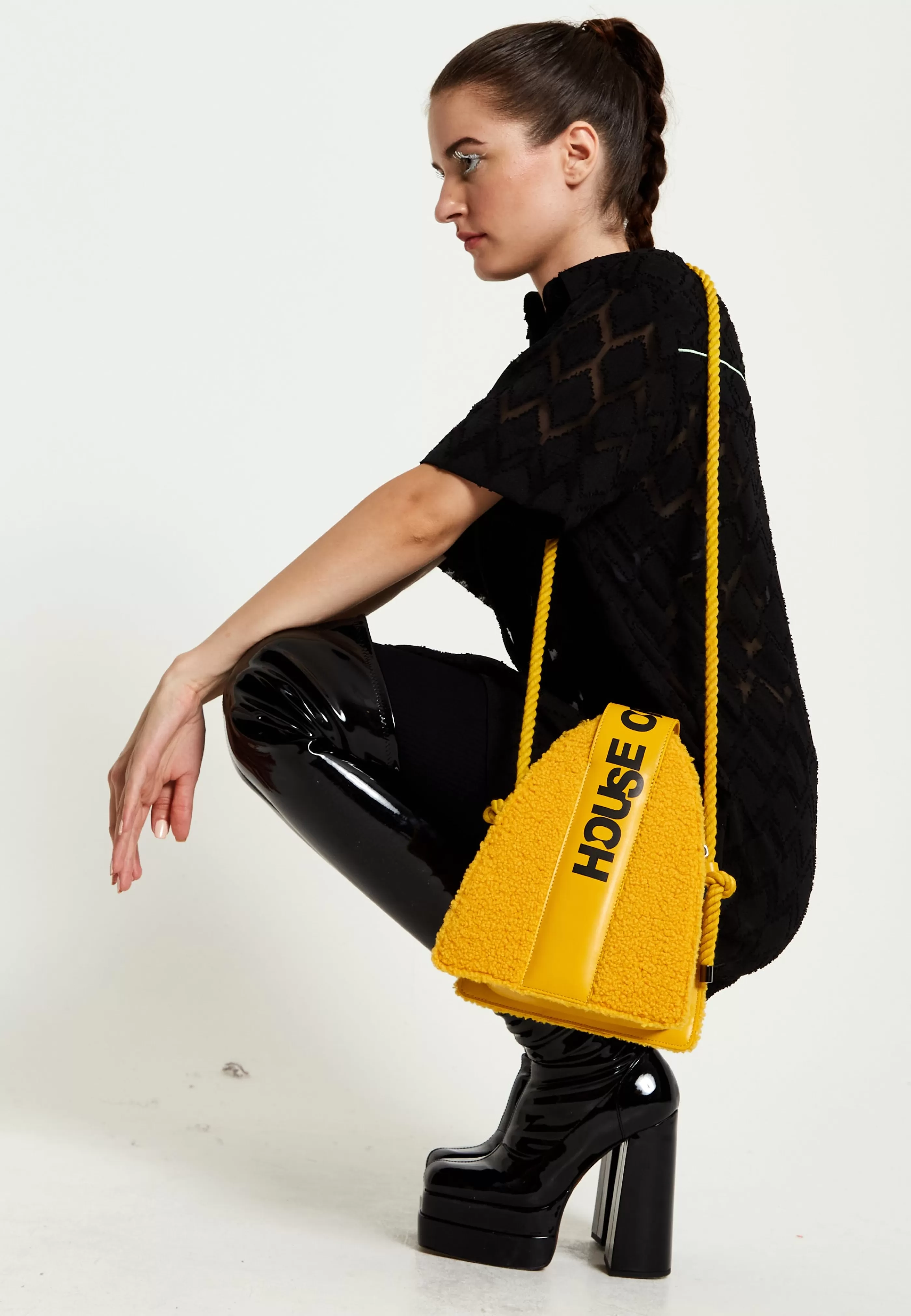 Cheap Abstract Shape Cross Body Bag In Teddy Mustard Bags and Wallets | Bags and Wallets