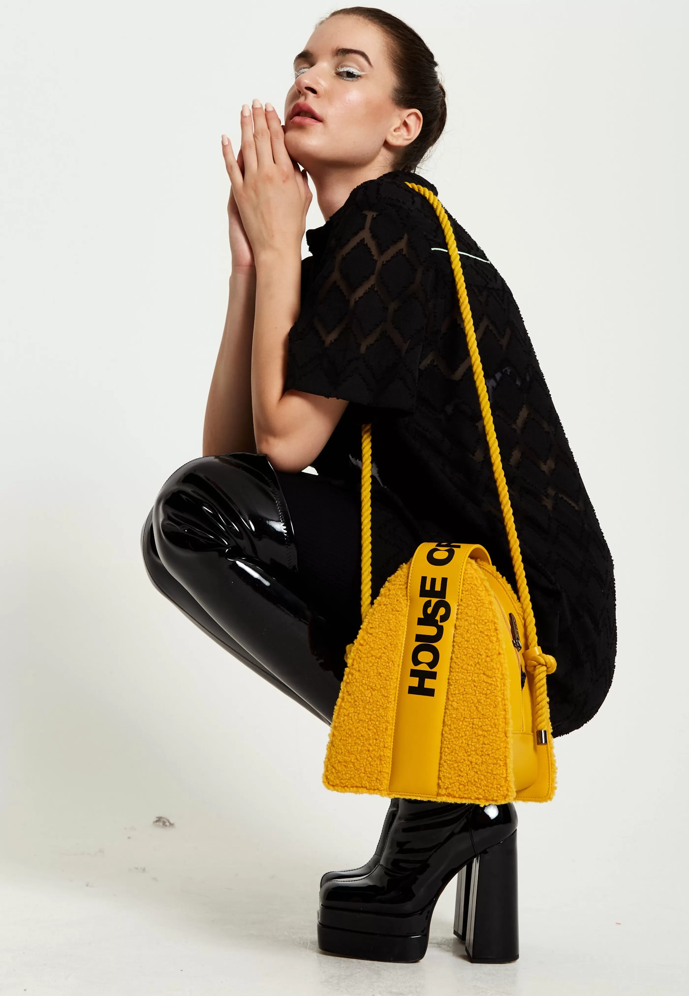 Cheap Abstract Shape Cross Body Bag In Teddy Mustard Bags and Wallets | Bags and Wallets