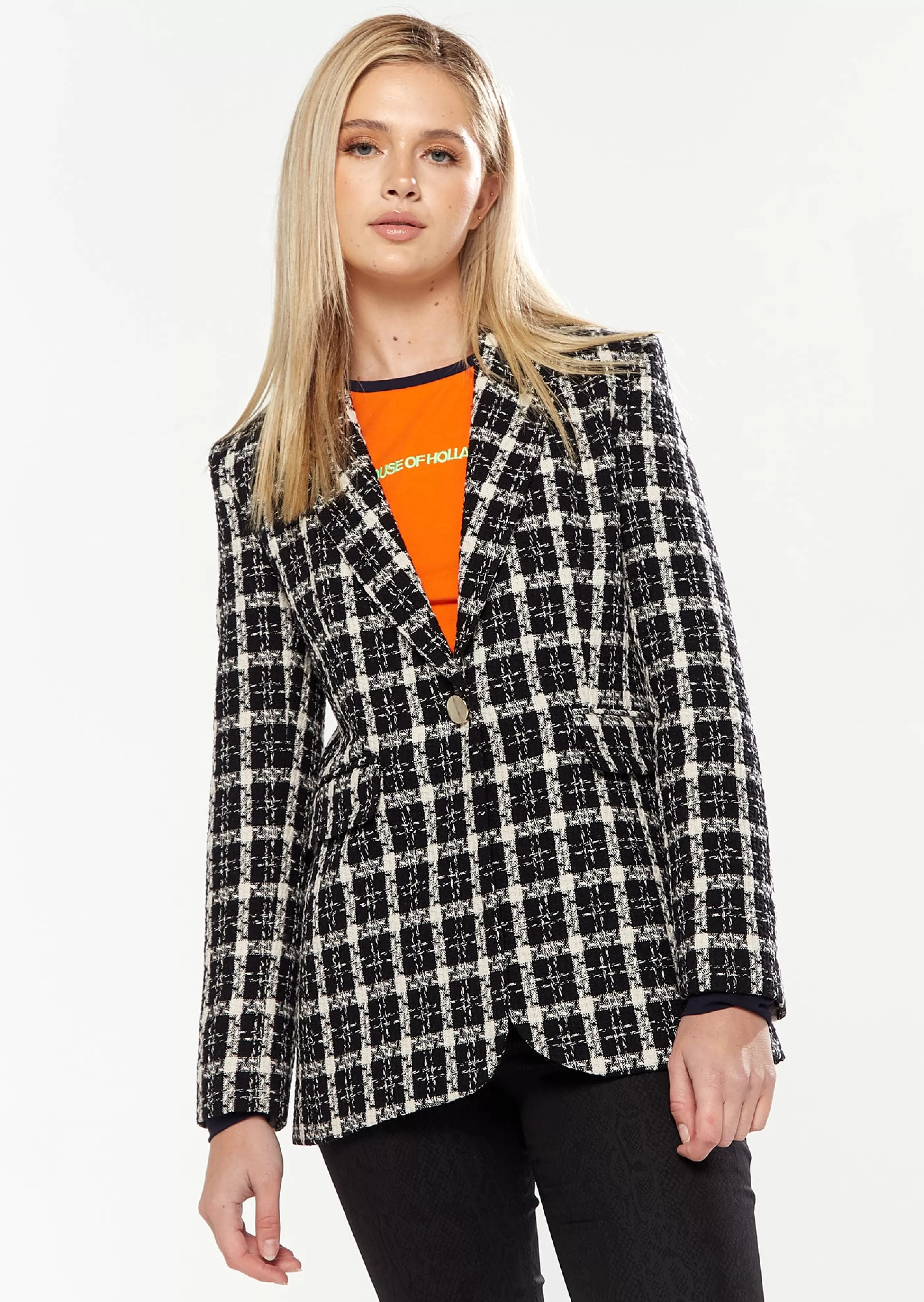 Flash Sale Checked Blazer In &White Outerwear