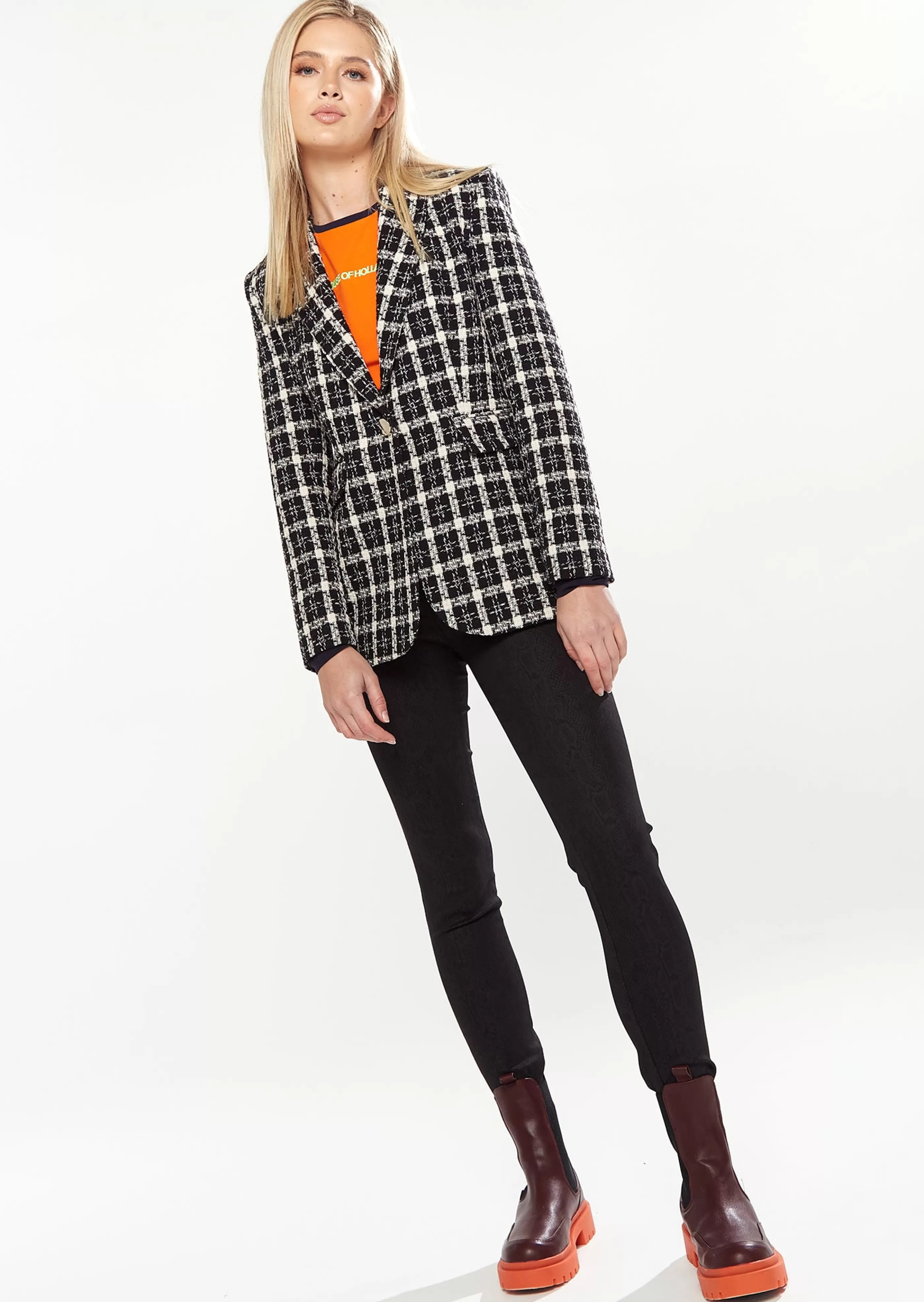 Flash Sale Checked Blazer In &White Outerwear