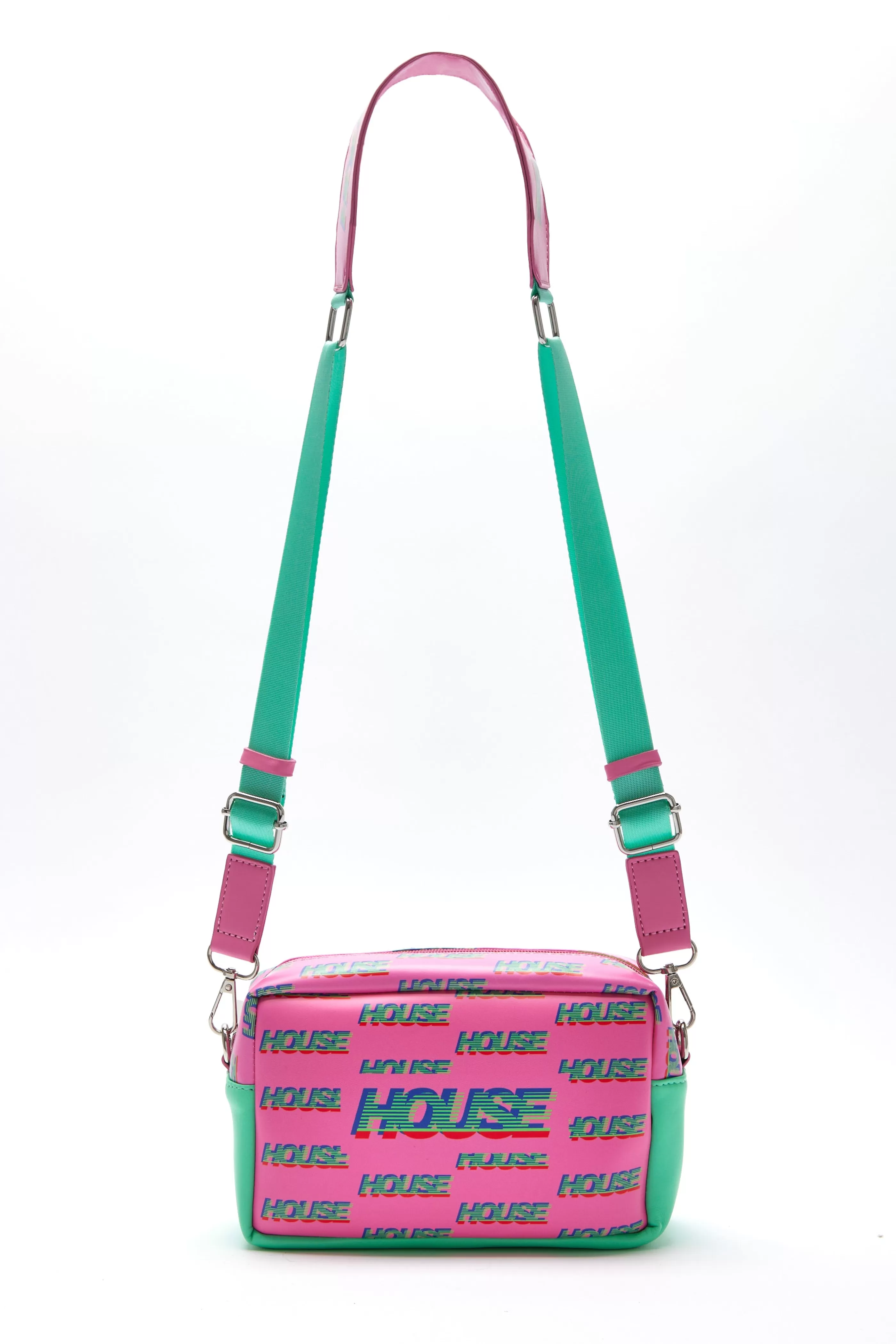 Fashion Cross Body Bag In And Mint With ‘House’ Print Bags and Wallets | Bags and Wallets
