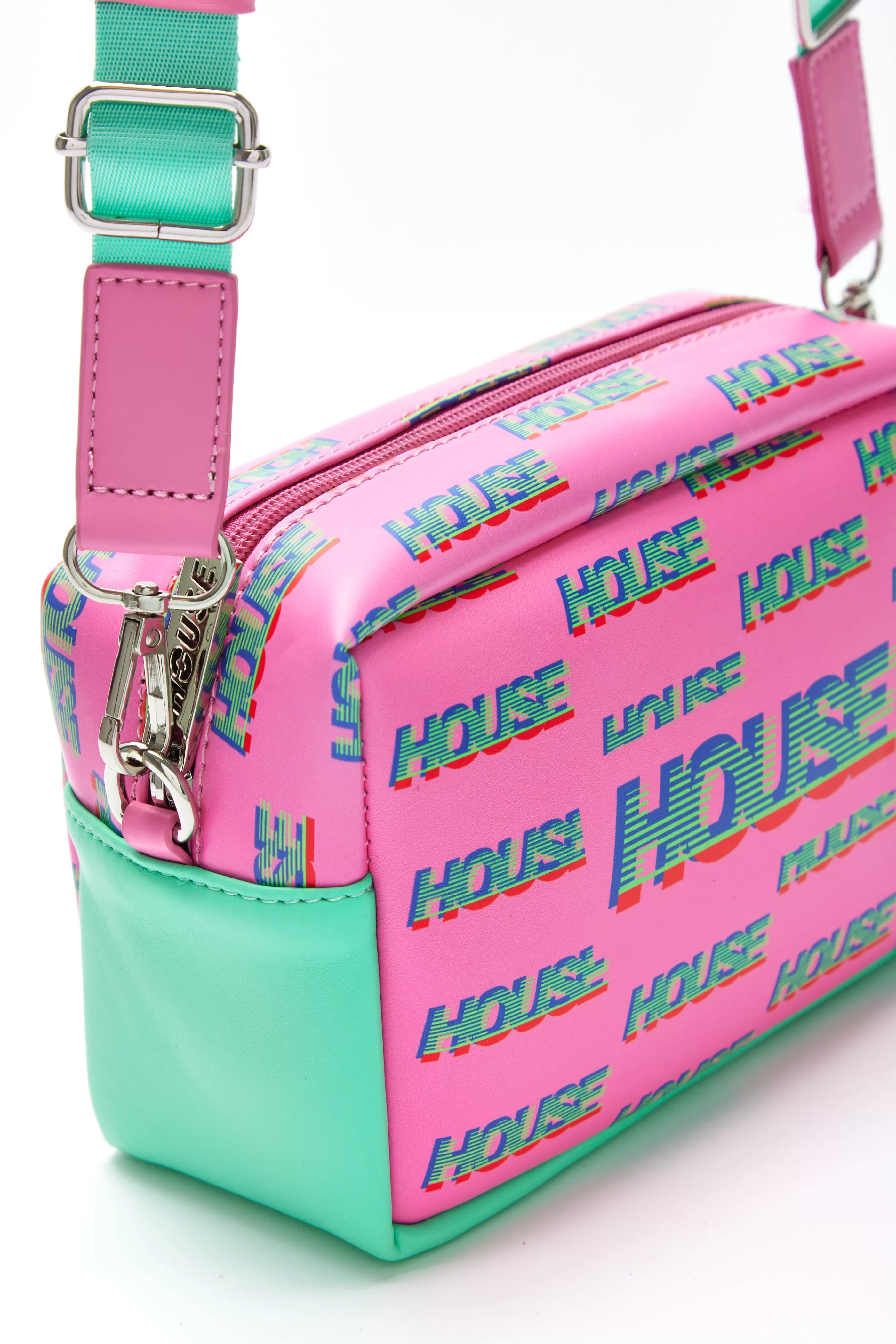 Fashion Cross Body Bag In And Mint With ‘House’ Print Bags and Wallets | Bags and Wallets