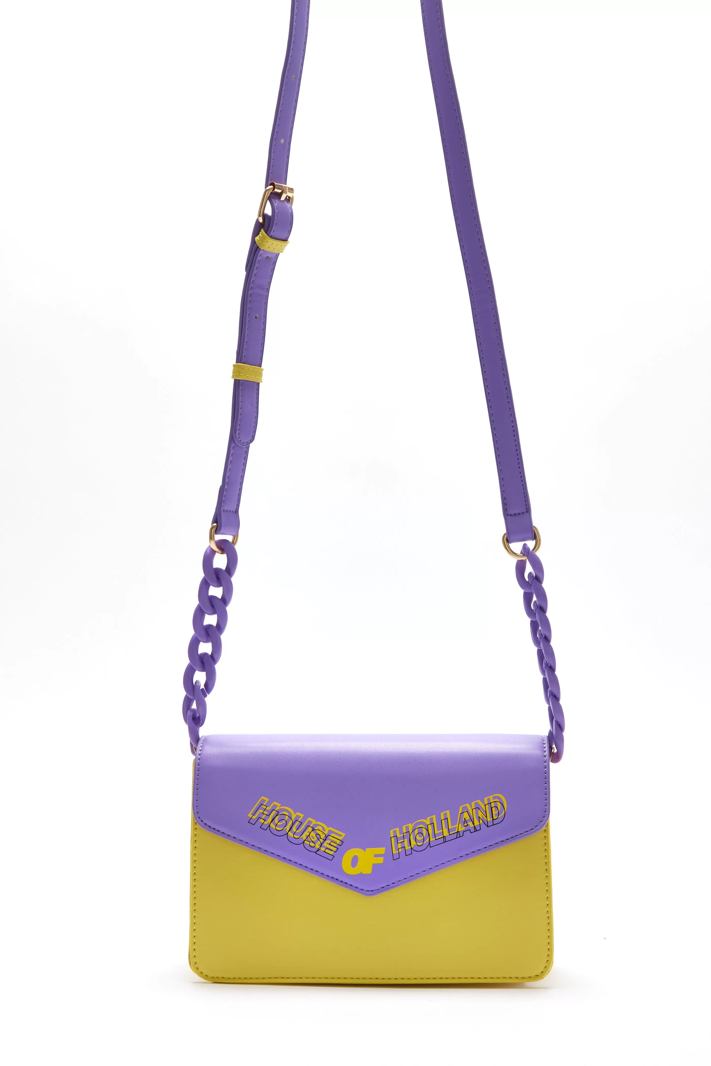 Shop Cross Body Bag In And Yellow With A Chain Deta Bags and Wallets | Bags and Wallets