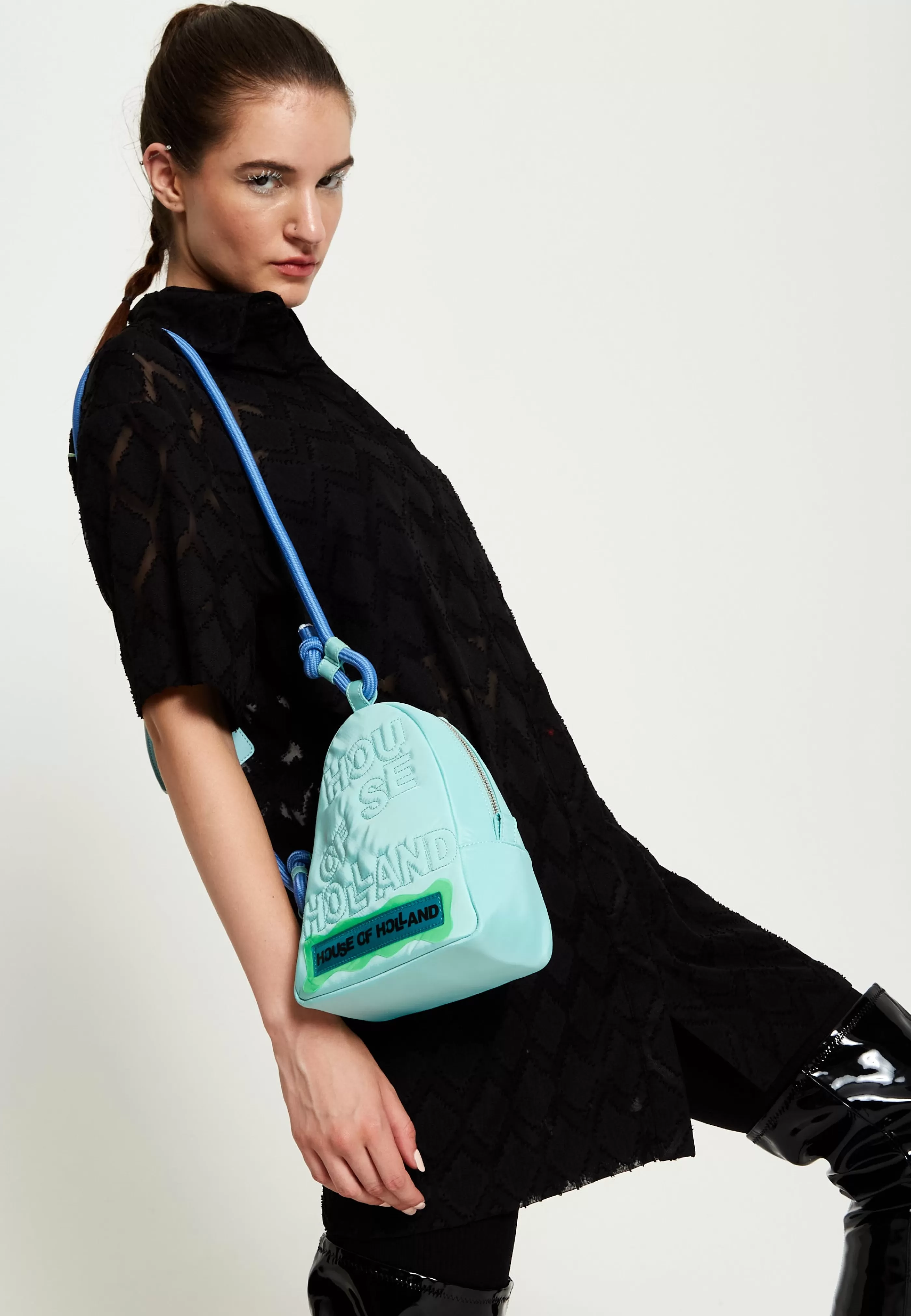 Shop Cross Body Bag With Quilted Logo In Tones And Ro Bags and Wallets | Bags and Wallets