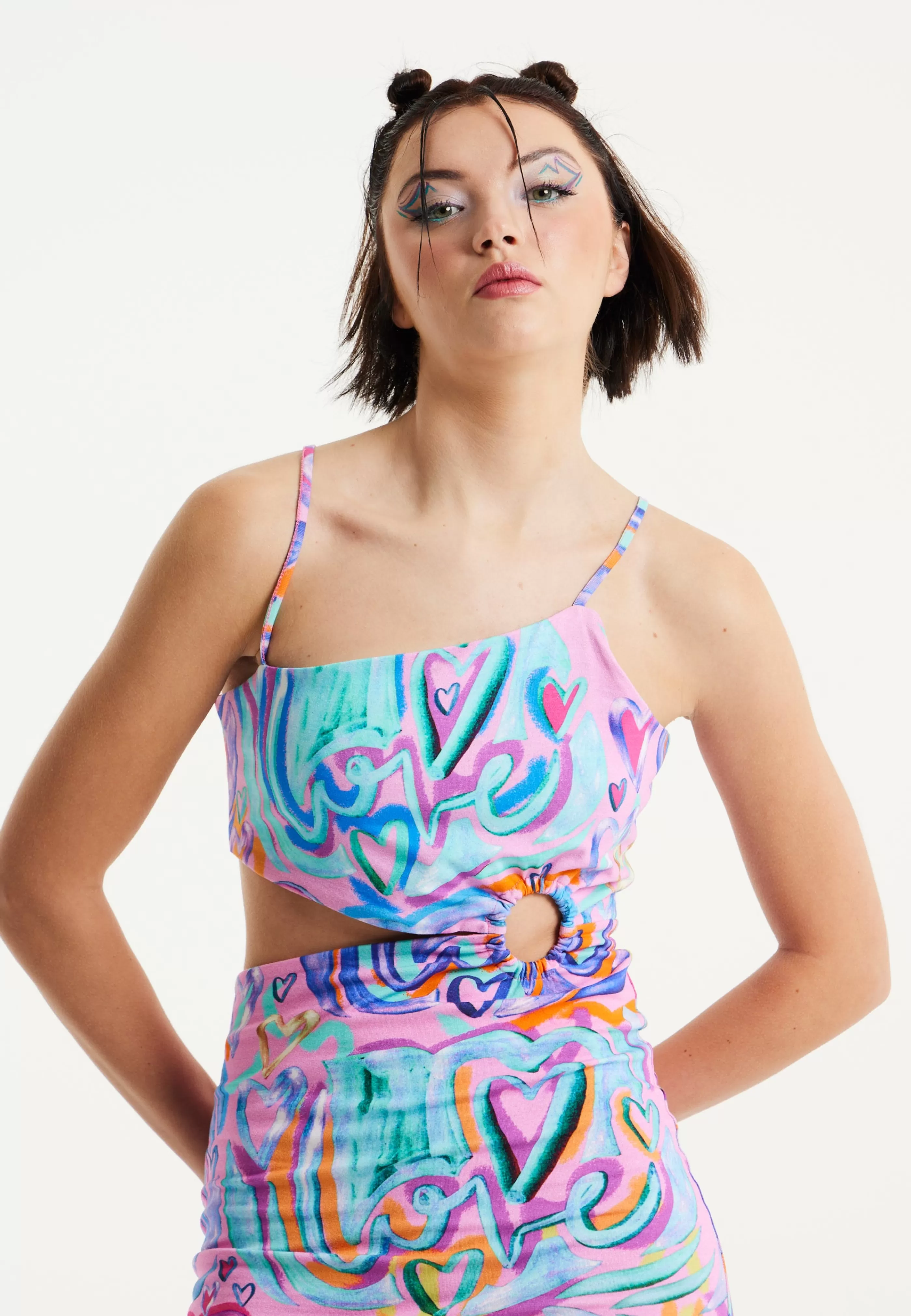 Discount Heart Printed Jersey Mini Dress With Cut Out Details Dresses | Dresses