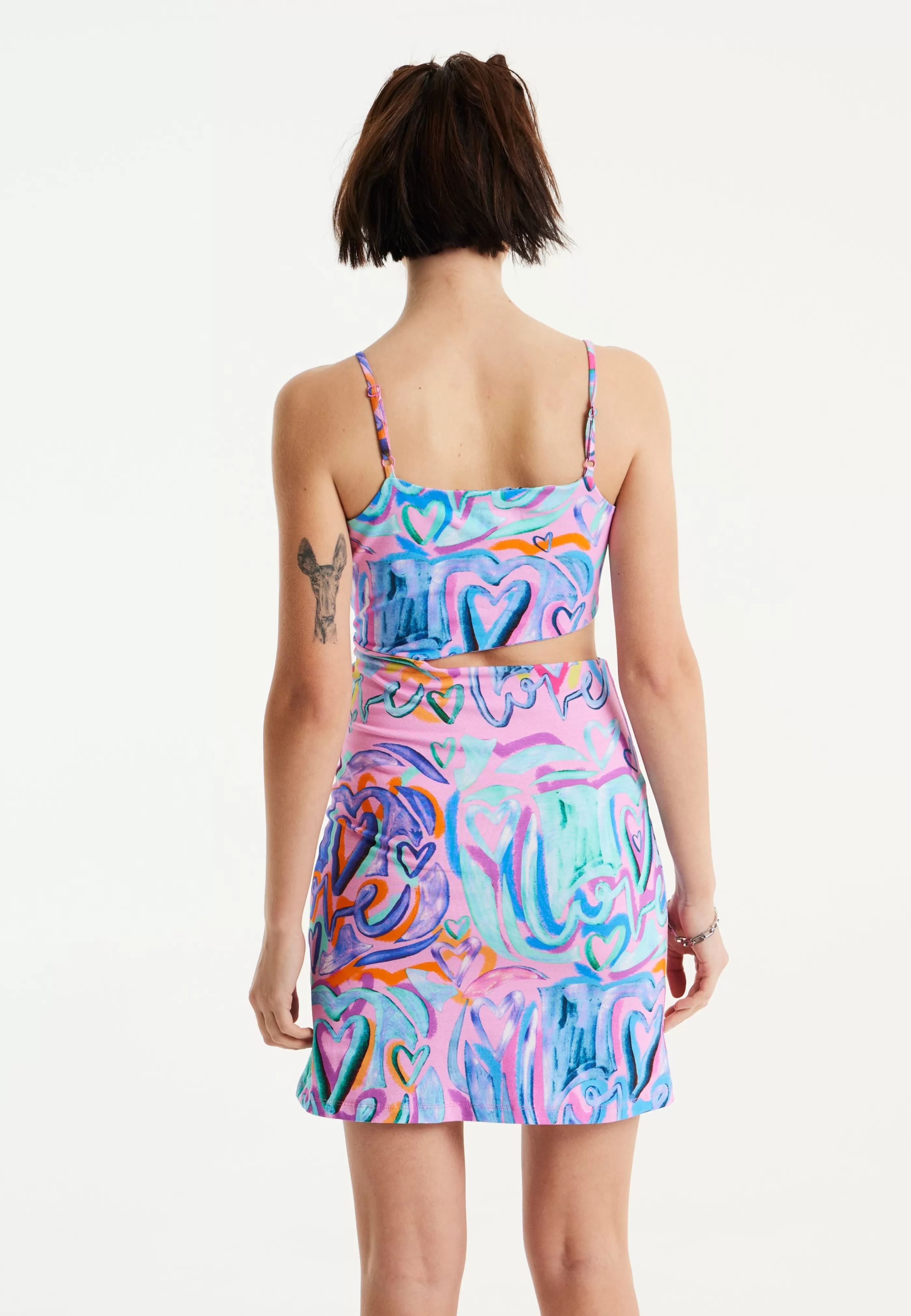Discount Heart Printed Jersey Mini Dress With Cut Out Details Dresses | Dresses