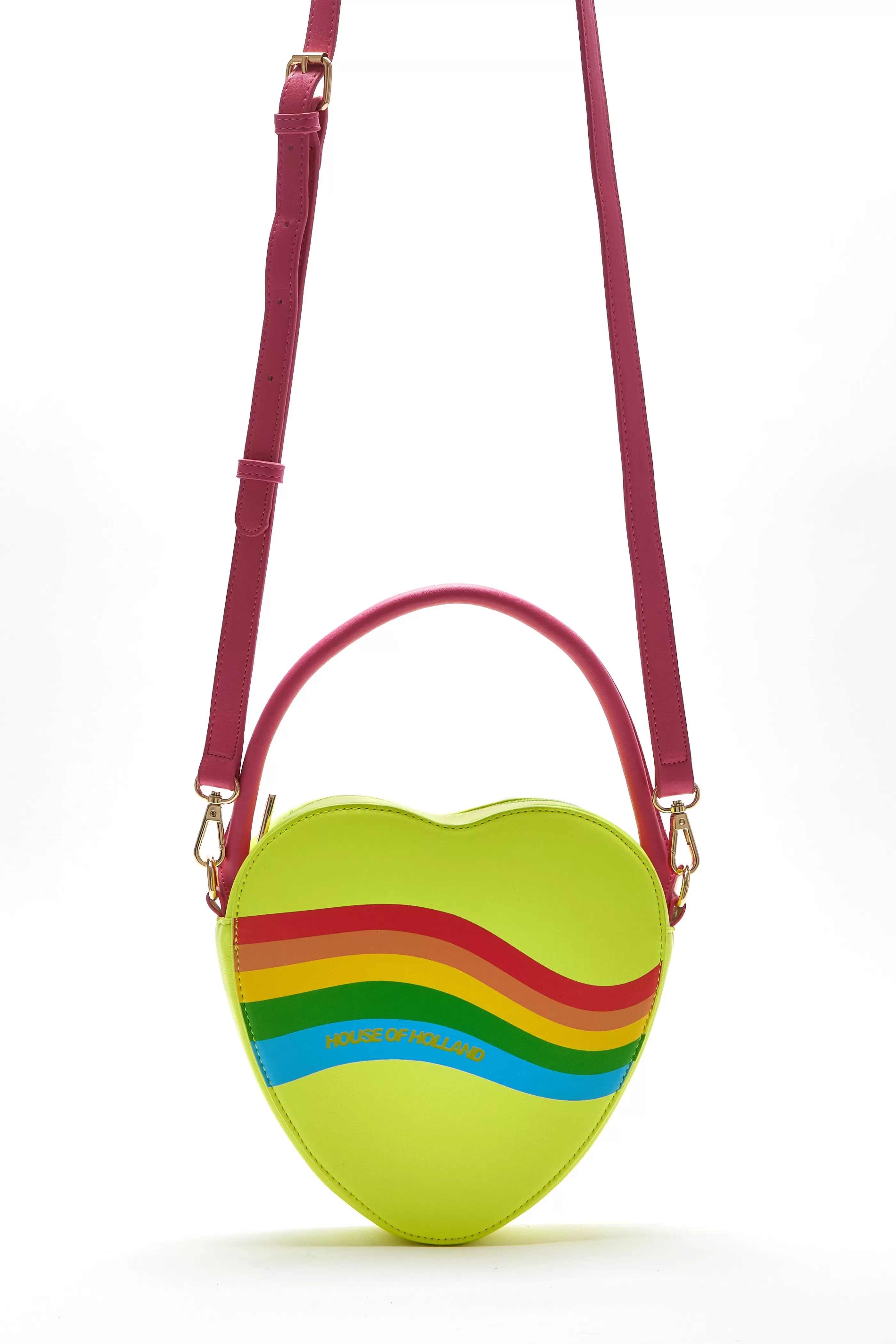 Shop Heart Shape Cross Body Bag In Lime, Pink And Rainbow Bags and Wallets | Bags and Wallets