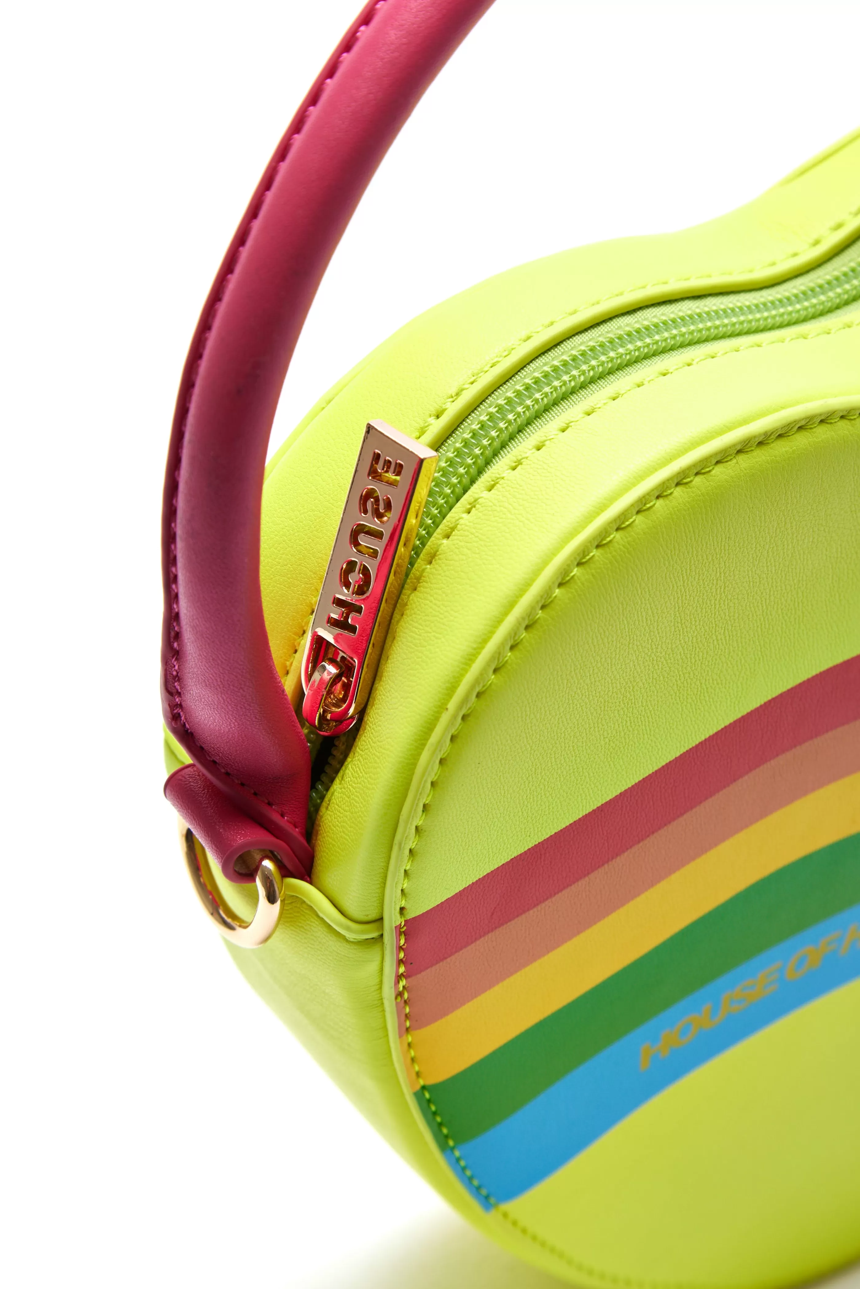 Shop Heart Shape Cross Body Bag In Lime, Pink And Rainbow Bags and Wallets | Bags and Wallets