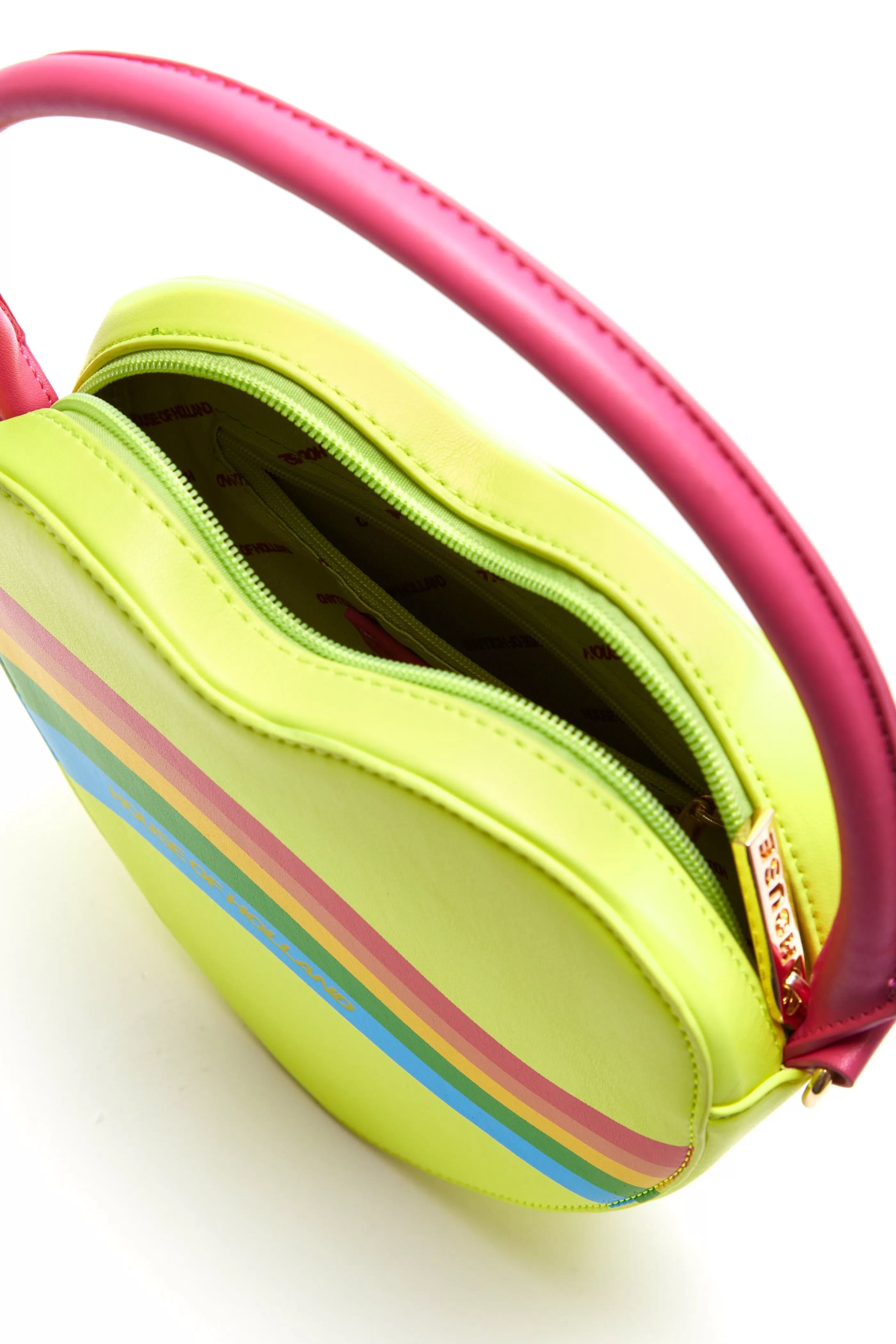 Shop Heart Shape Cross Body Bag In Lime, Pink And Rainbow Bags and Wallets | Bags and Wallets