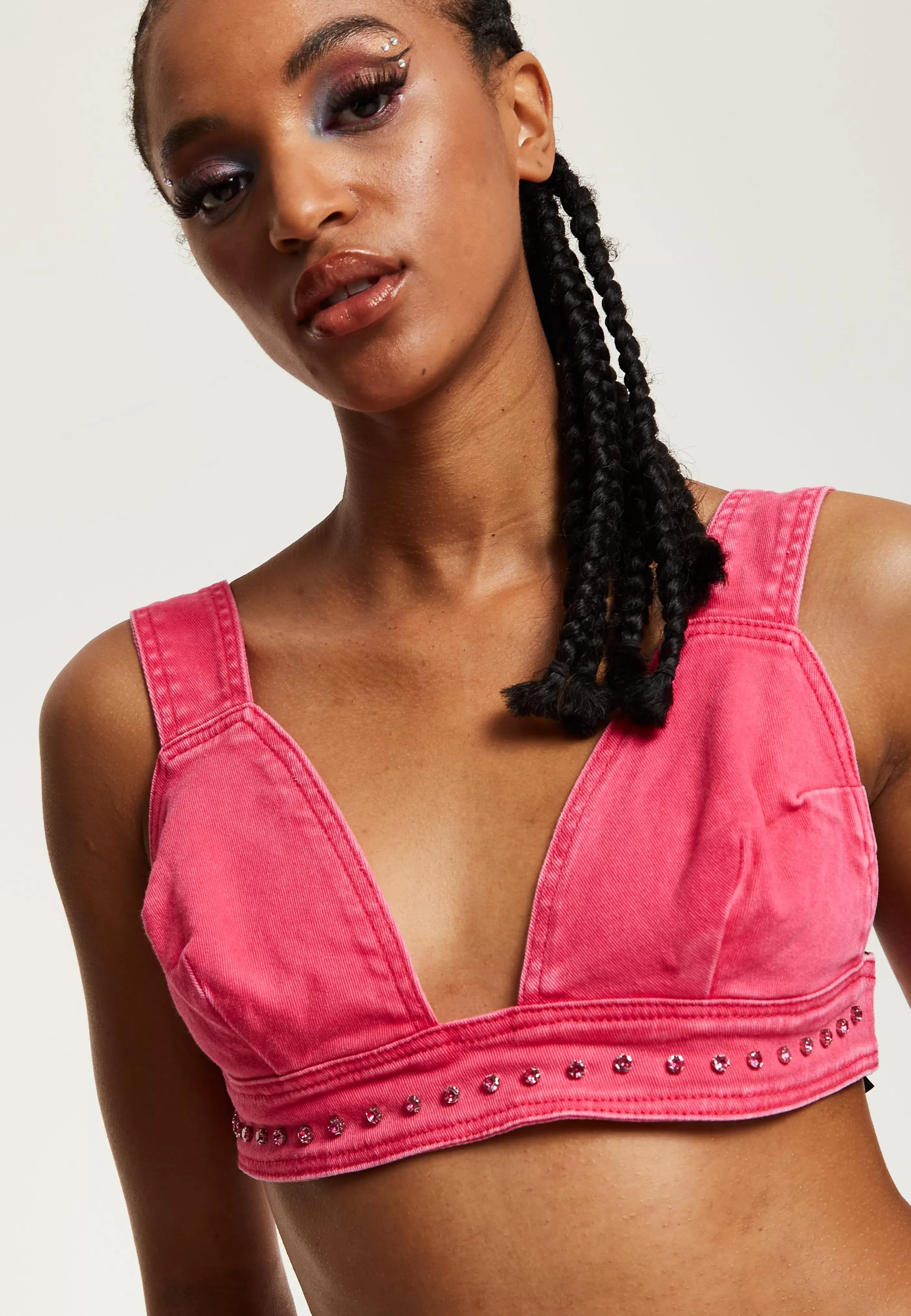 Best Sale Hot Denim Studded Bralette Tops & T-shirts | Tops & T-shirts