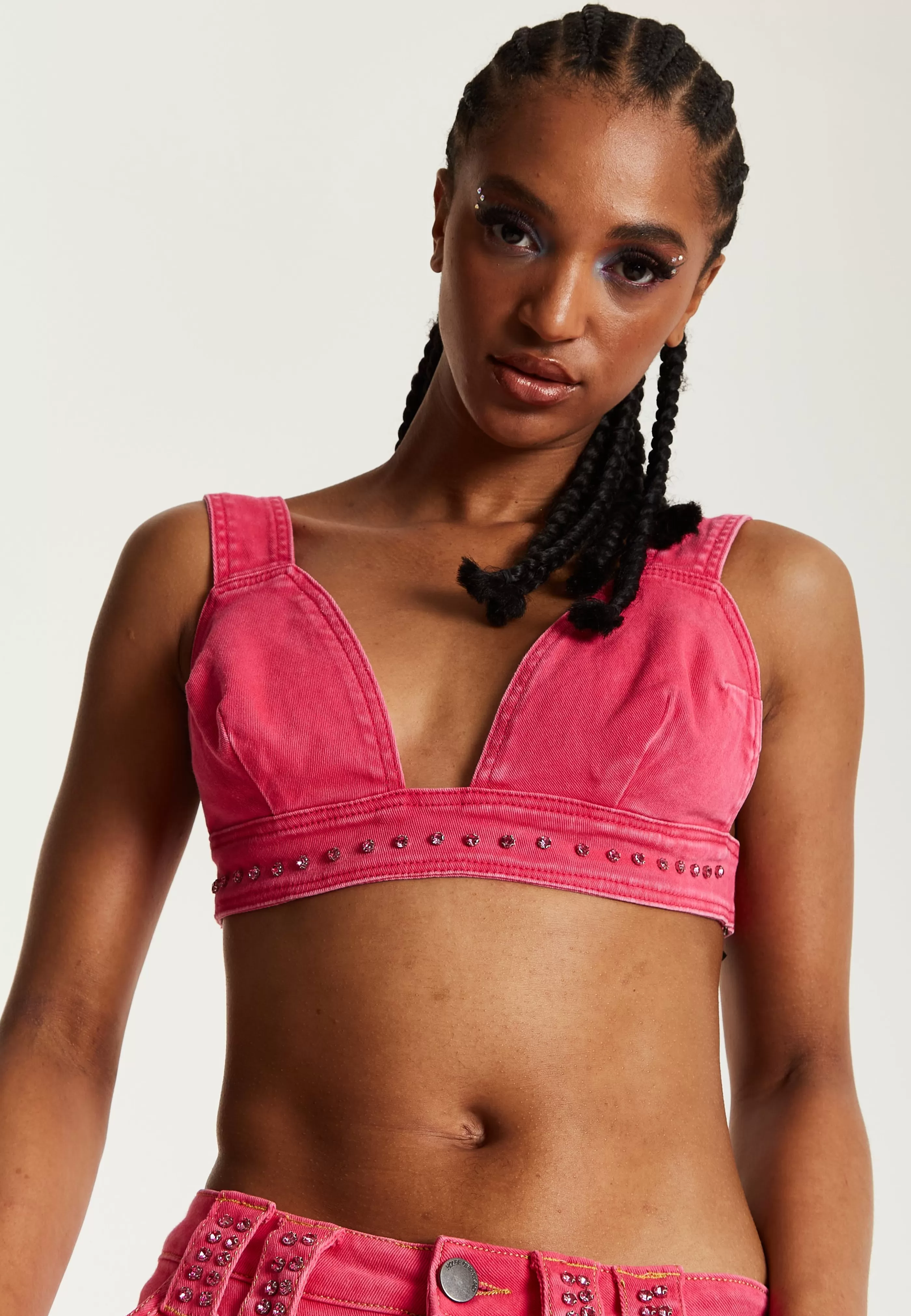 Best Sale Hot Denim Studded Bralette Tops & T-shirts | Tops & T-shirts