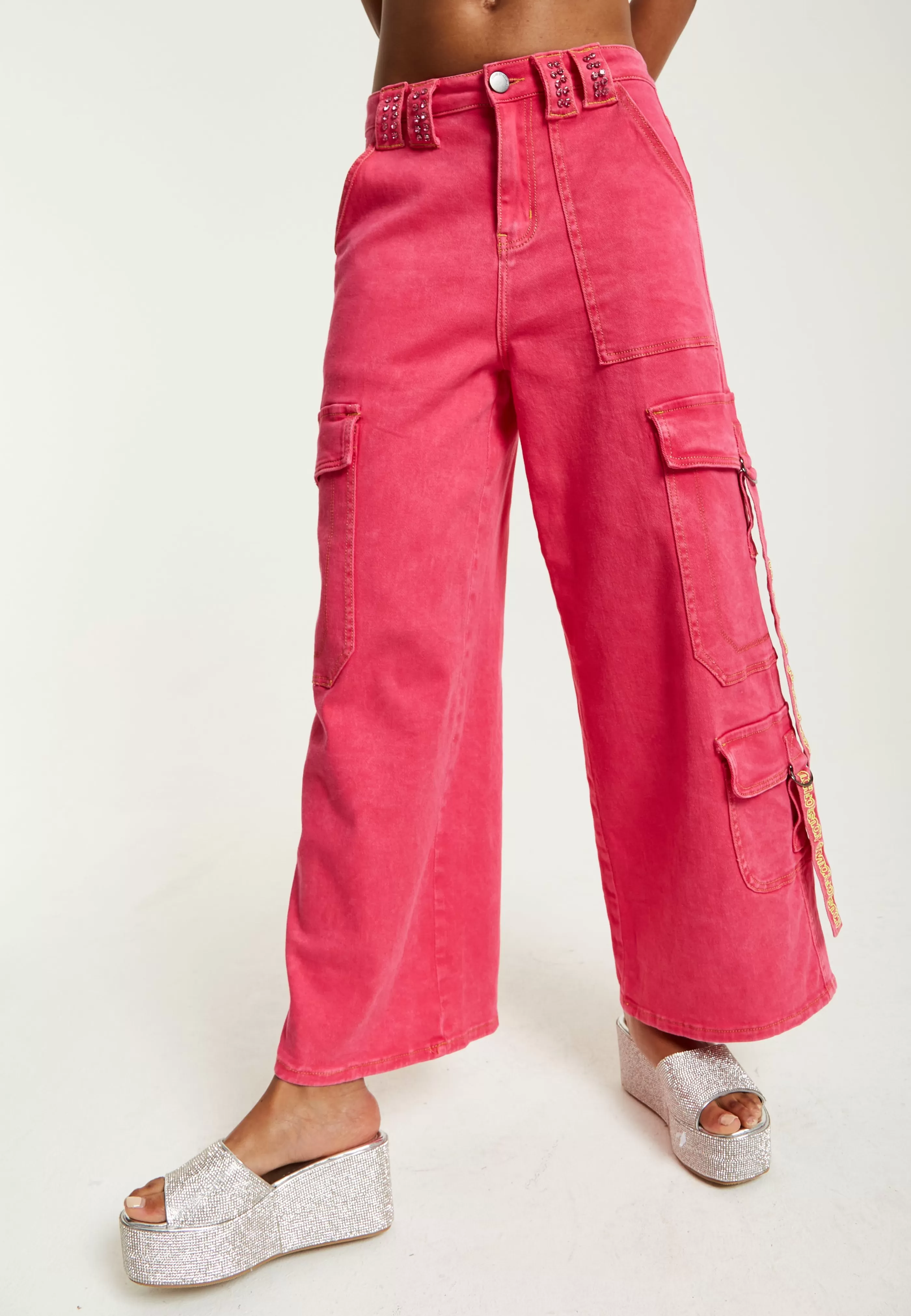 Online Hot Denim Wide Leg Cargo Trousers Skirts & Trousers | Denim