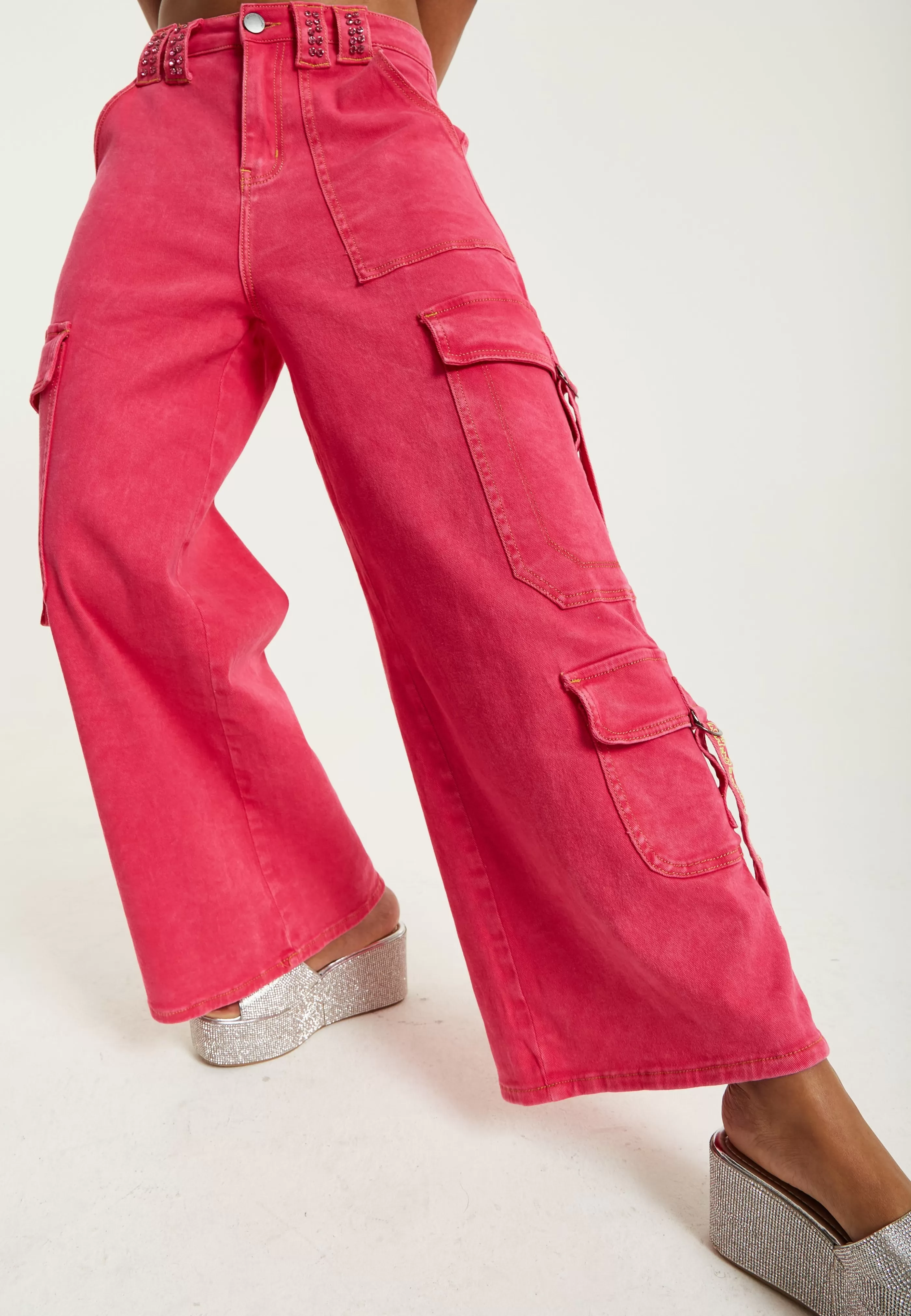 Online Hot Denim Wide Leg Cargo Trousers Skirts & Trousers | Denim