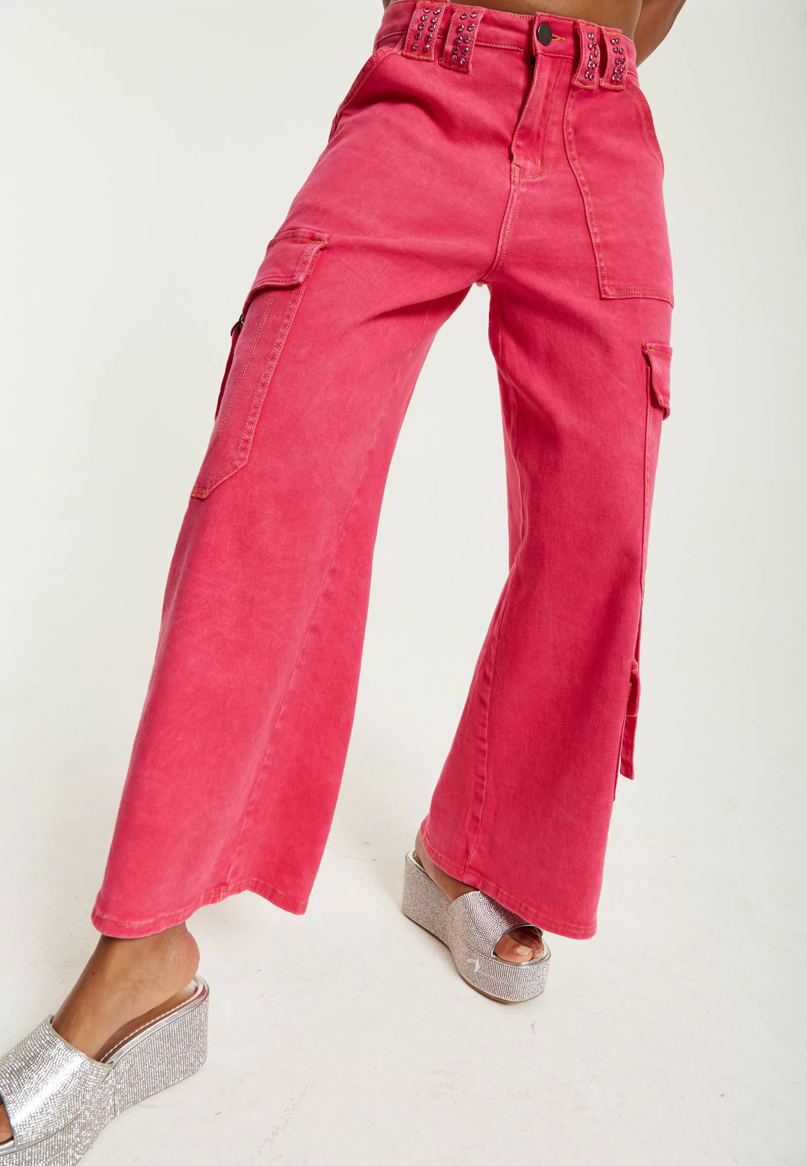 Online Hot Denim Wide Leg Cargo Trousers Skirts & Trousers | Denim
