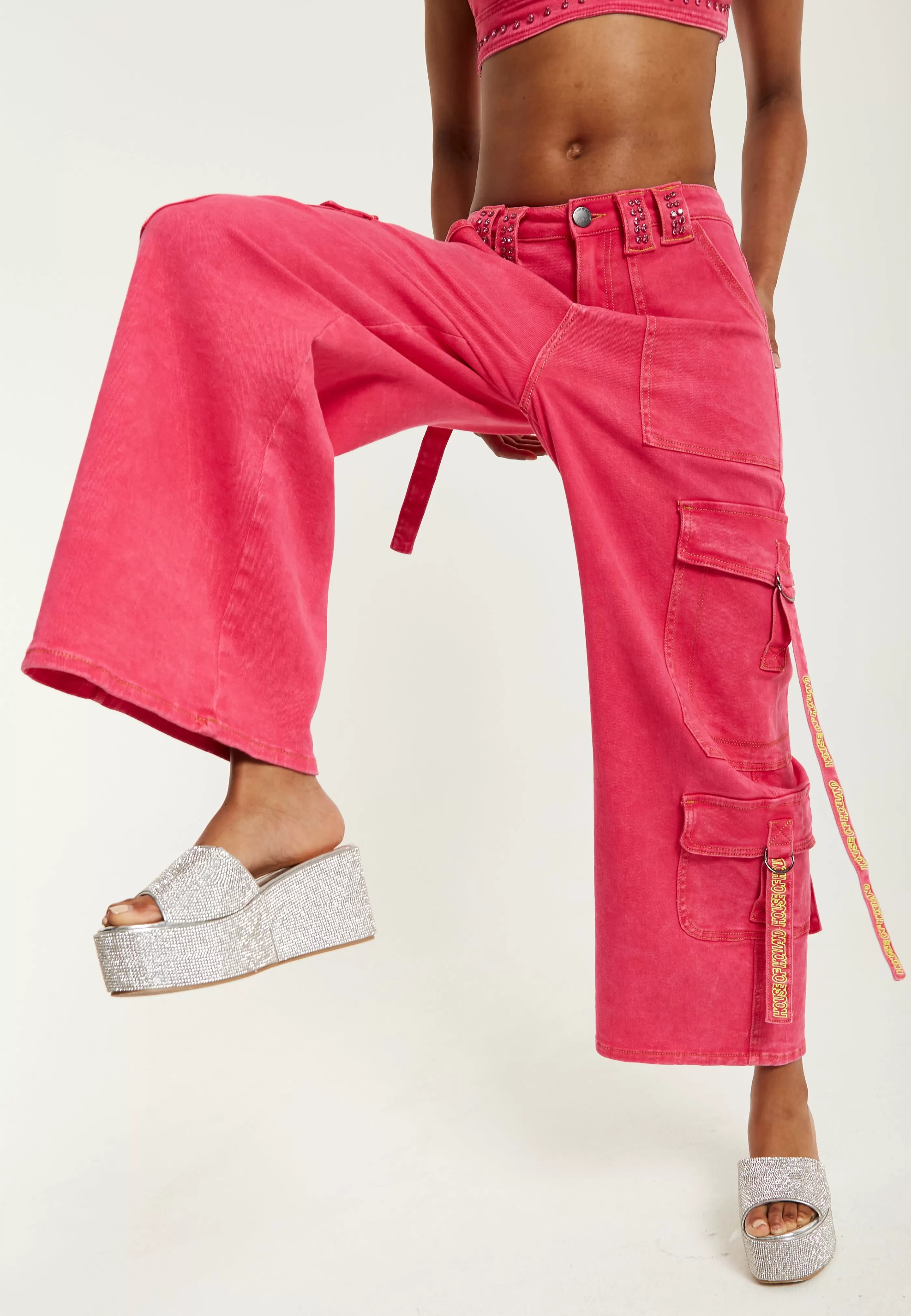 Online Hot Denim Wide Leg Cargo Trousers Skirts & Trousers | Denim