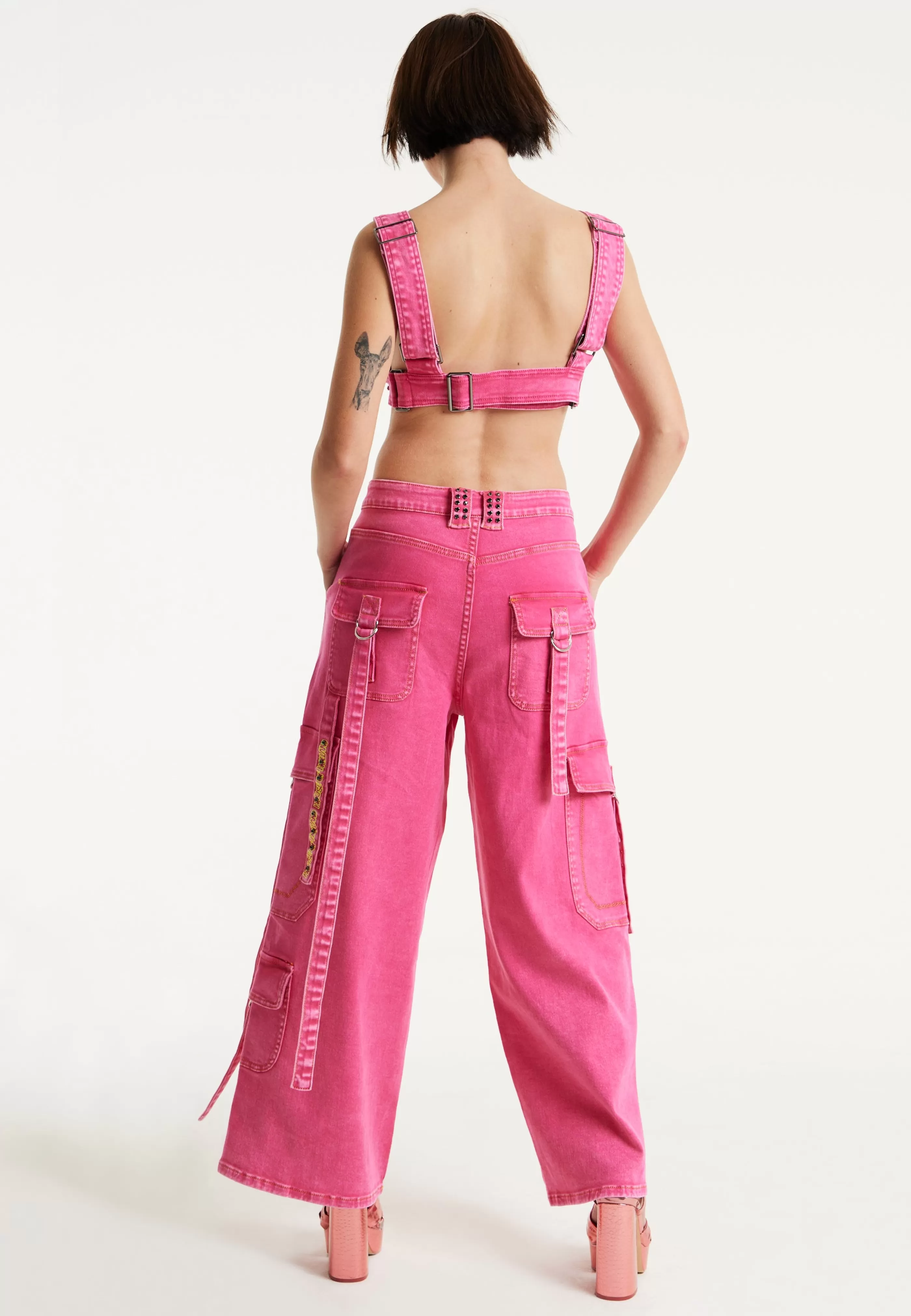 Online Hot Denim Wide Leg Cargo Trousers Skirts & Trousers | Denim