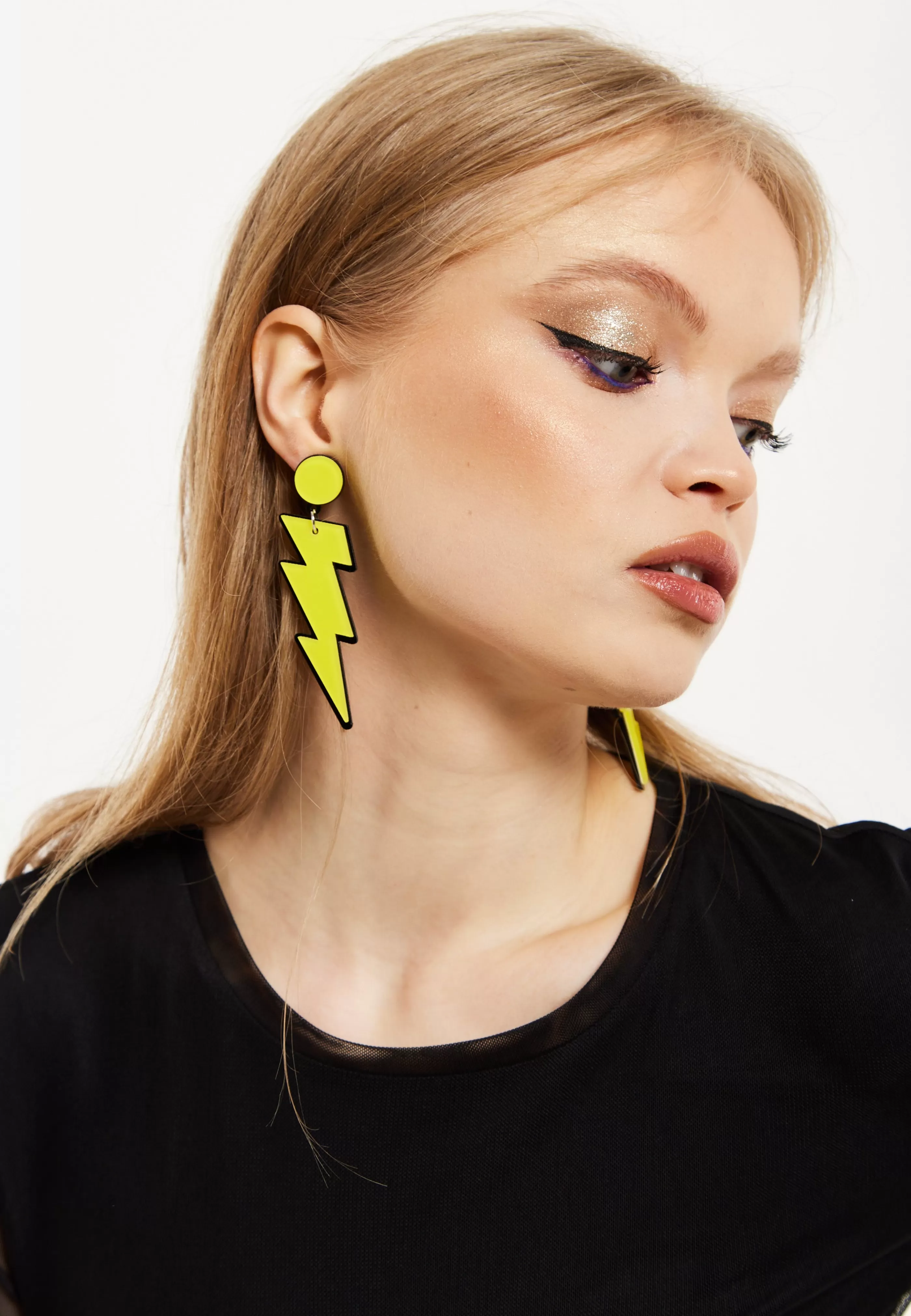 Clearance Lightening Bolt Drop Style Earrings In Yellow Jewellery