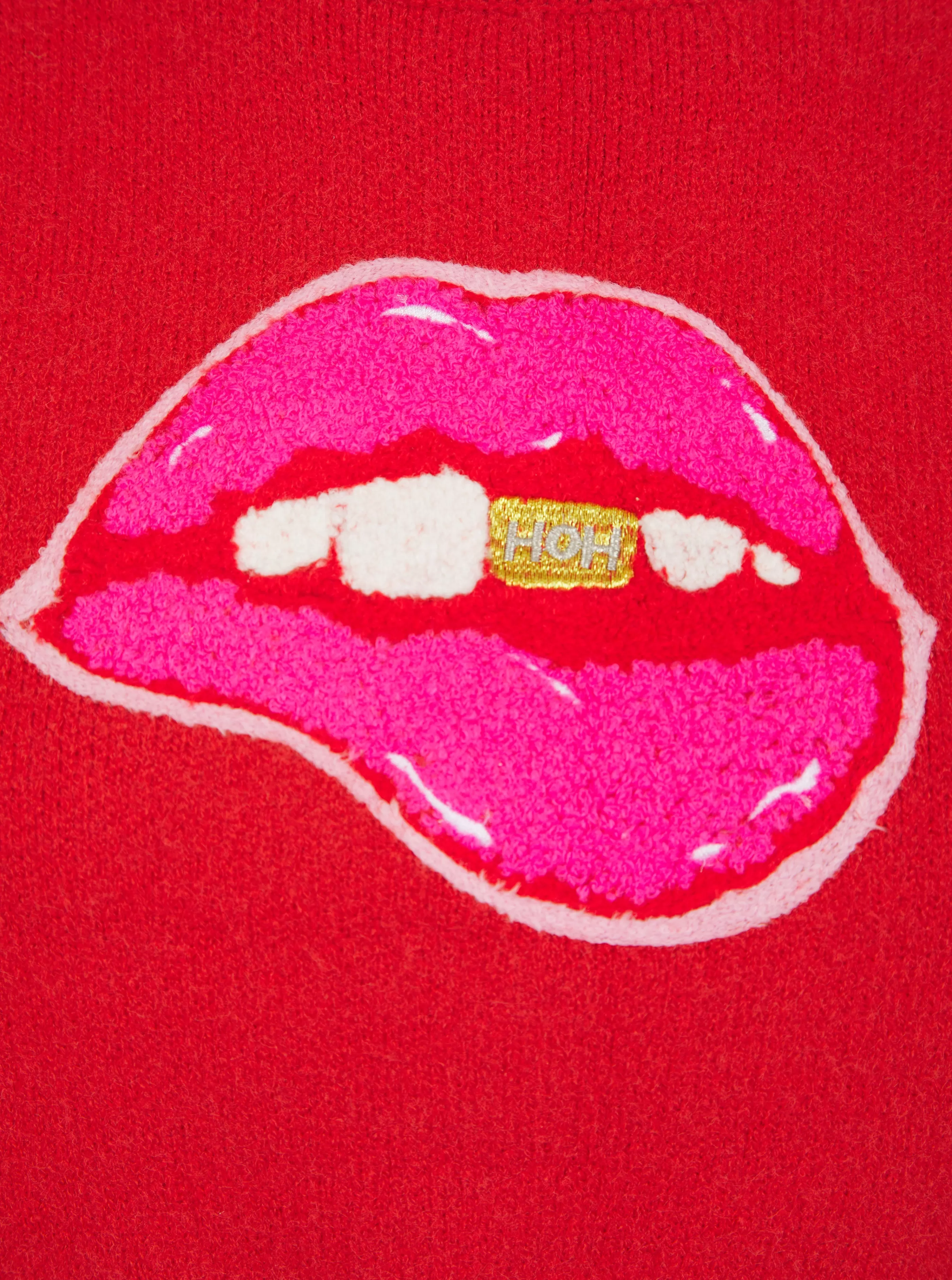 Store Lip Embroidery Wave Sleeve Jumper In Jumpers & Hoodies