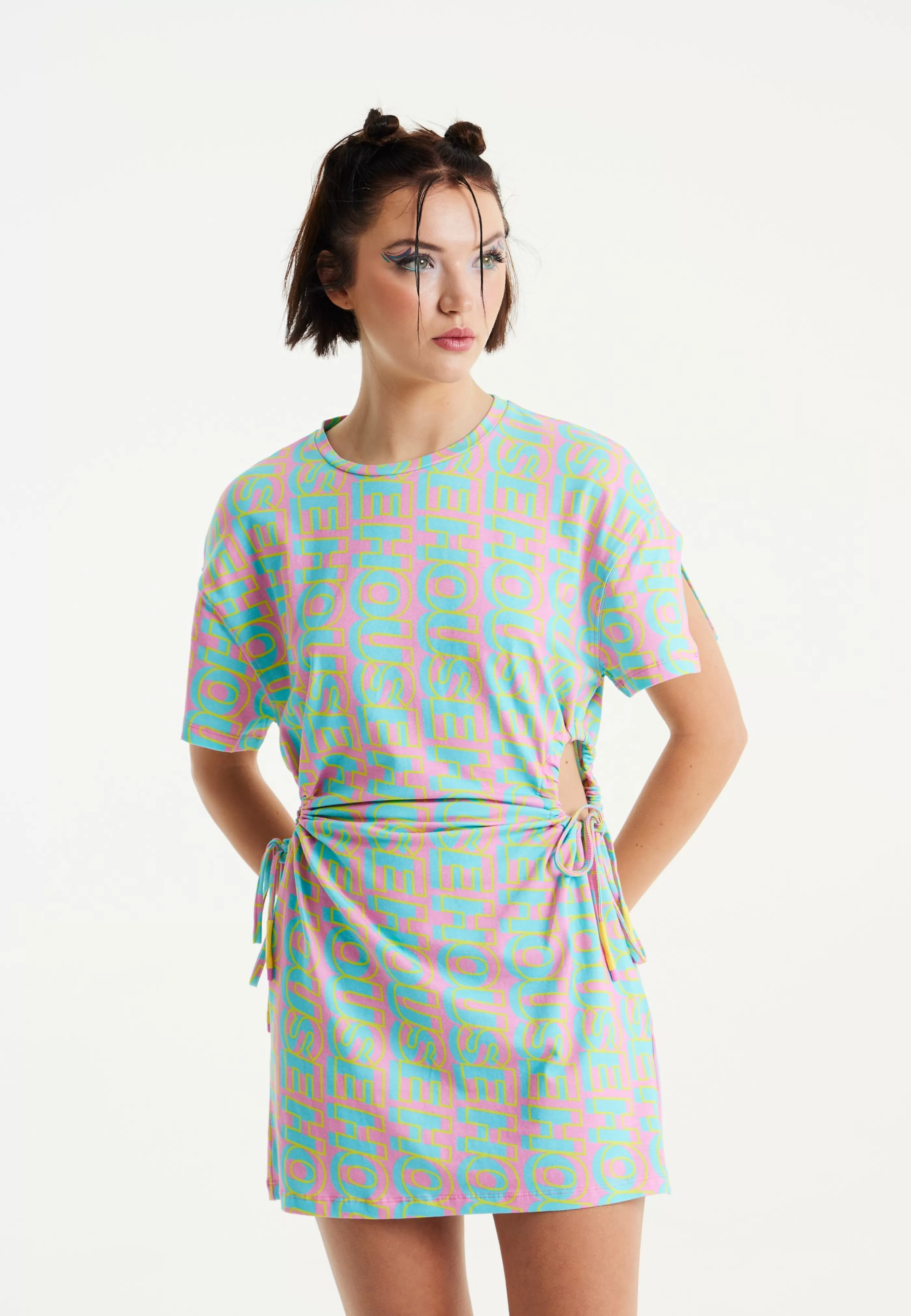 Best Sale Logo Printed Mini Jersey Dress With Cut Out Details A Dresses | Dresses