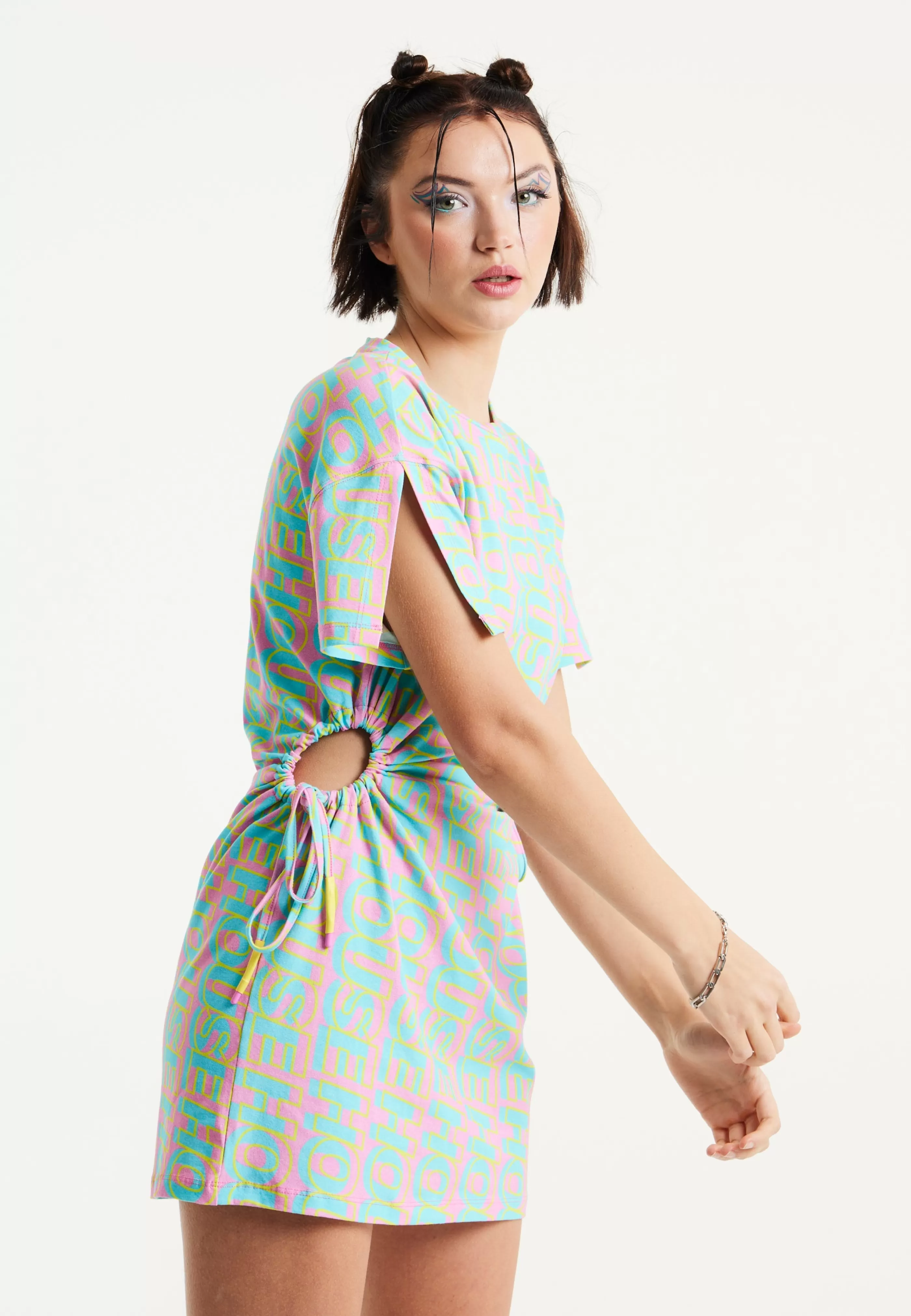Best Sale Logo Printed Mini Jersey Dress With Cut Out Details A Dresses | Dresses