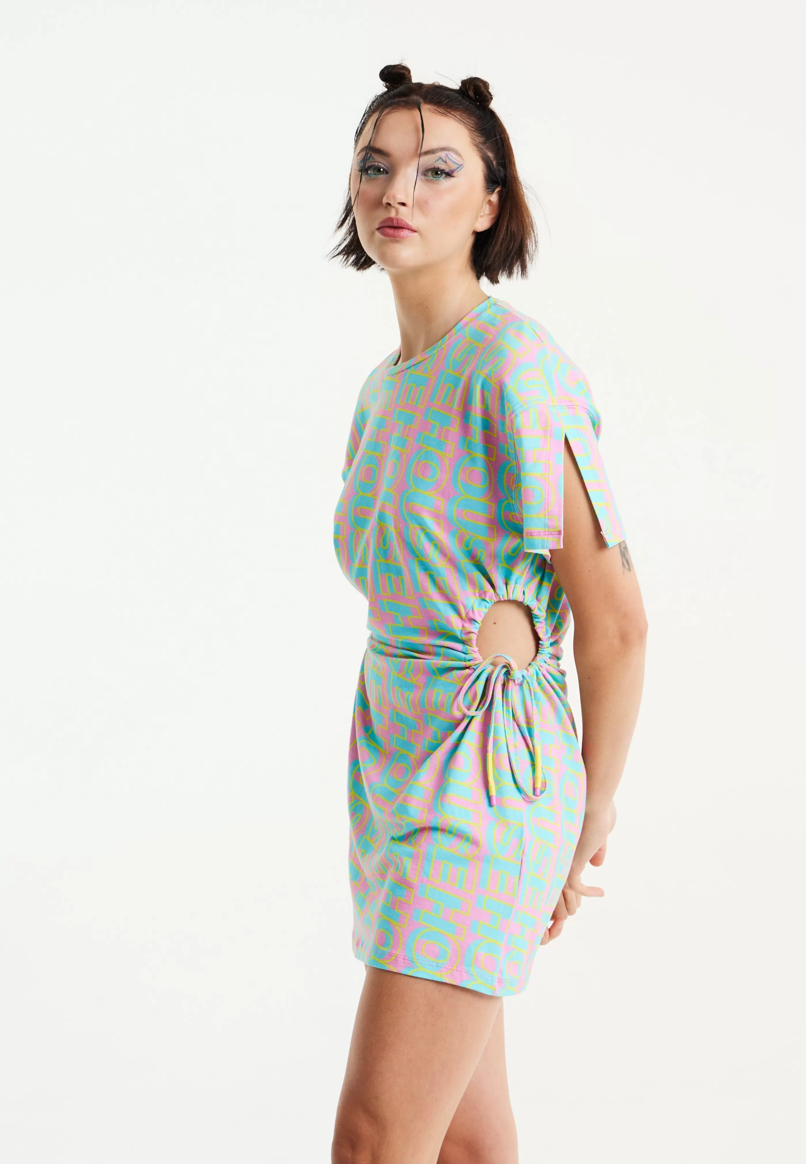 Best Sale Logo Printed Mini Jersey Dress With Cut Out Details A Dresses | Dresses
