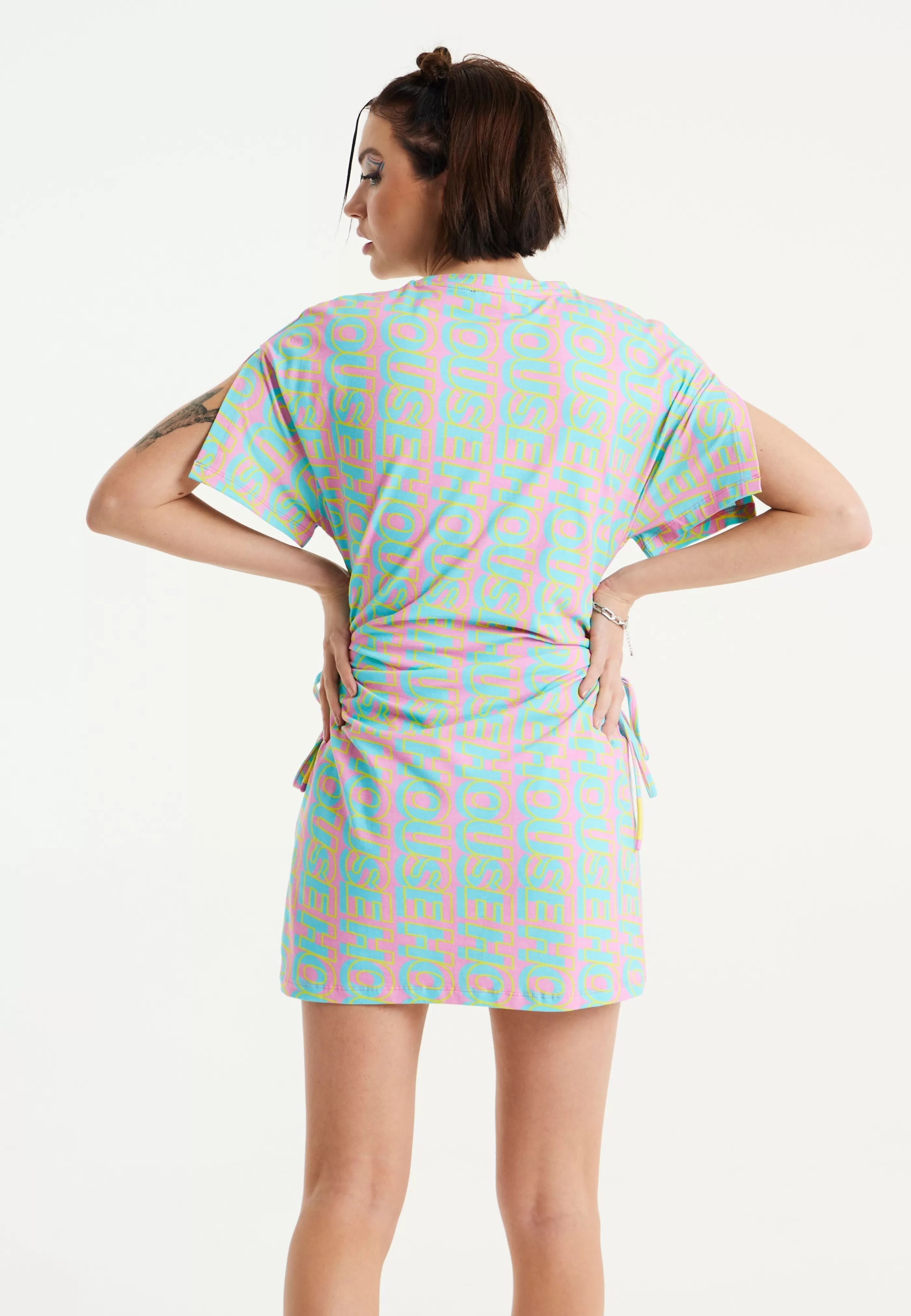 Best Sale Logo Printed Mini Jersey Dress With Cut Out Details A Dresses | Dresses