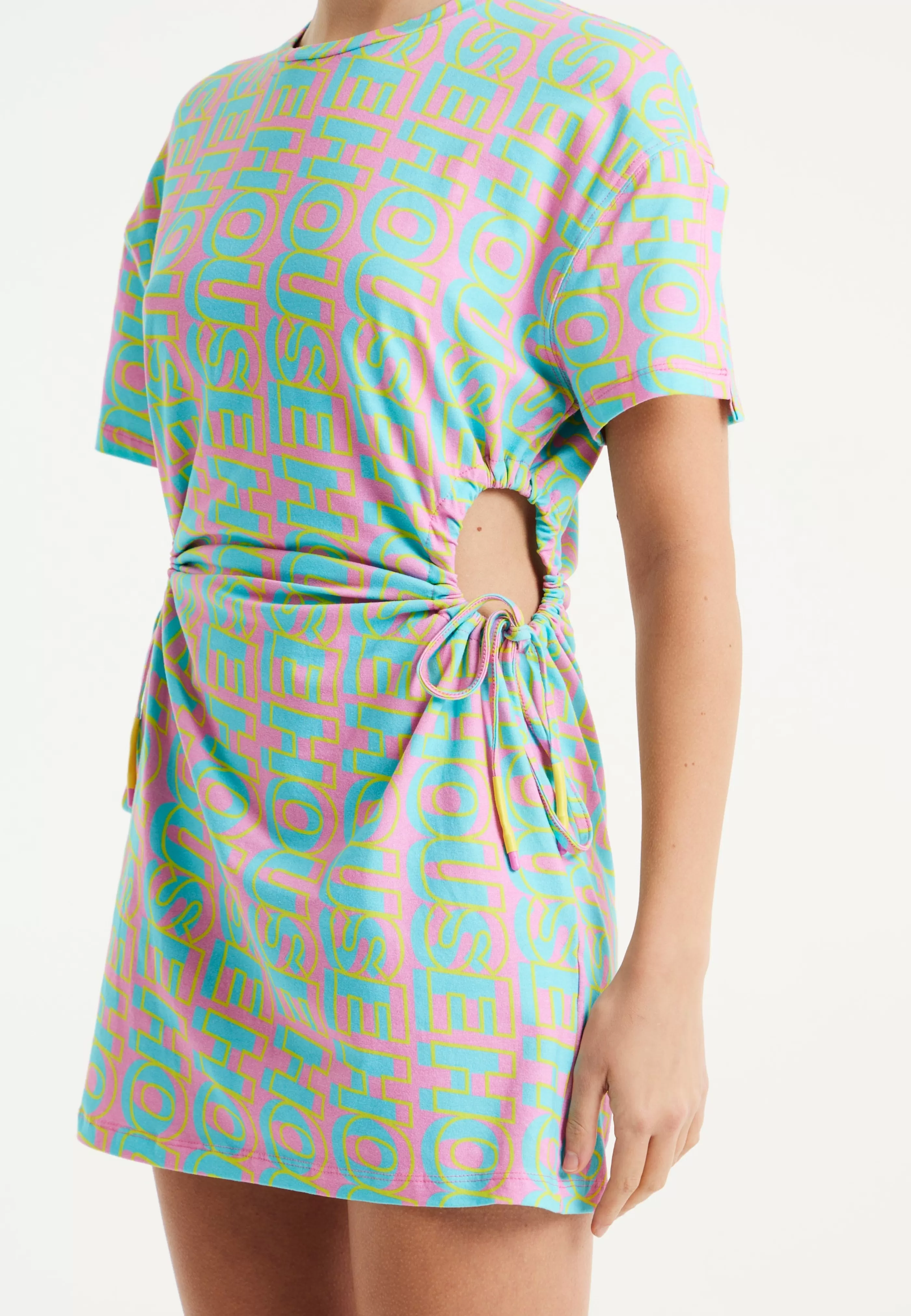 Best Sale Logo Printed Mini Jersey Dress With Cut Out Details A Dresses | Dresses