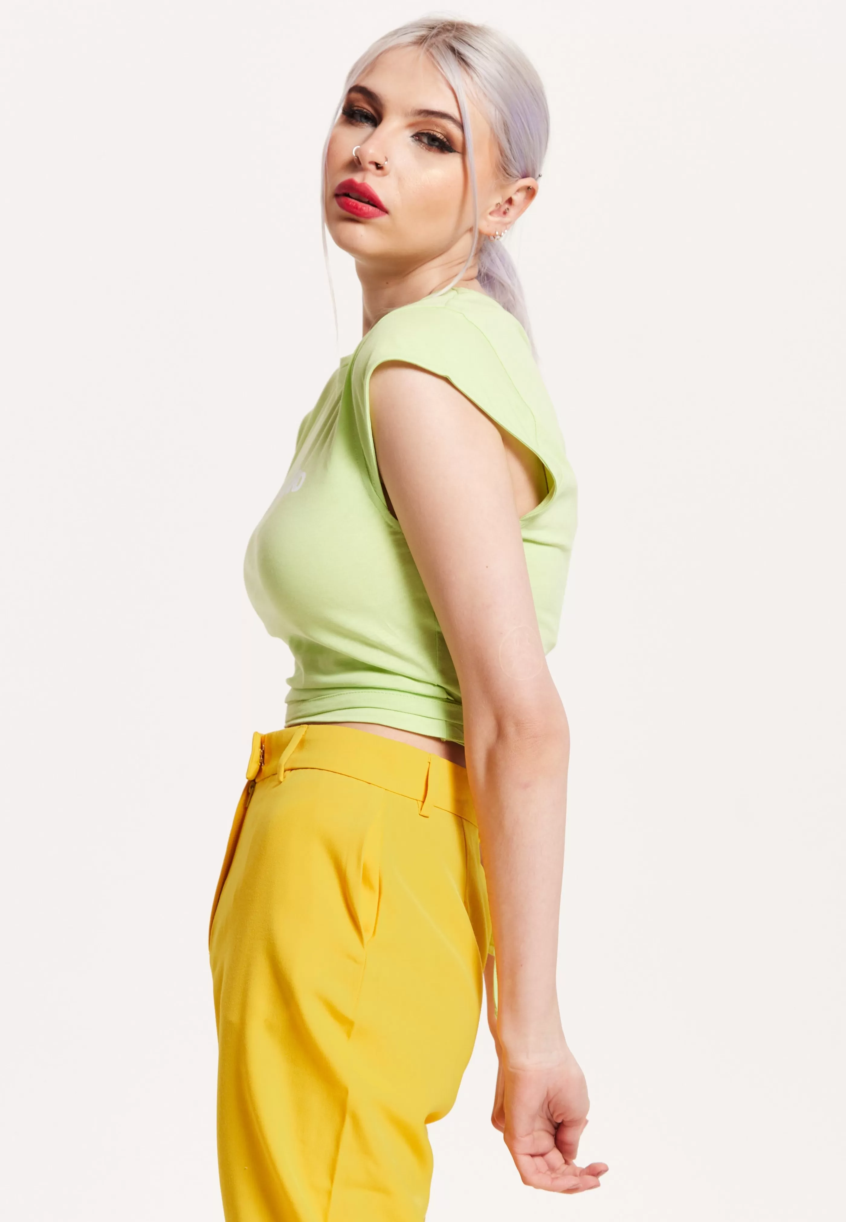 Sale Logo Tie Detail Crop Top In Wasabi Tops & T-shirts | Tops & T-shirts