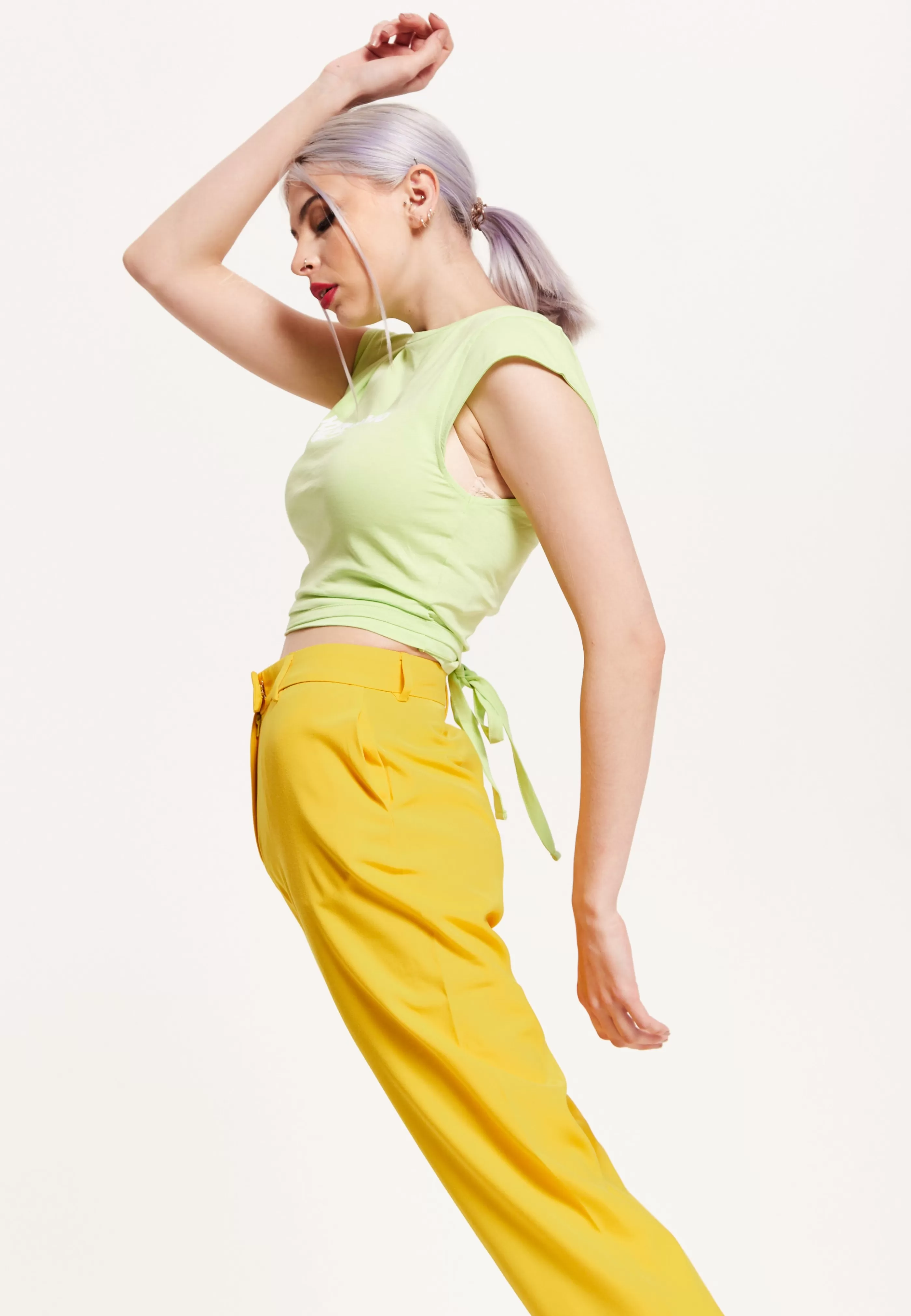 Sale Logo Tie Detail Crop Top In Wasabi Tops & T-shirts | Tops & T-shirts