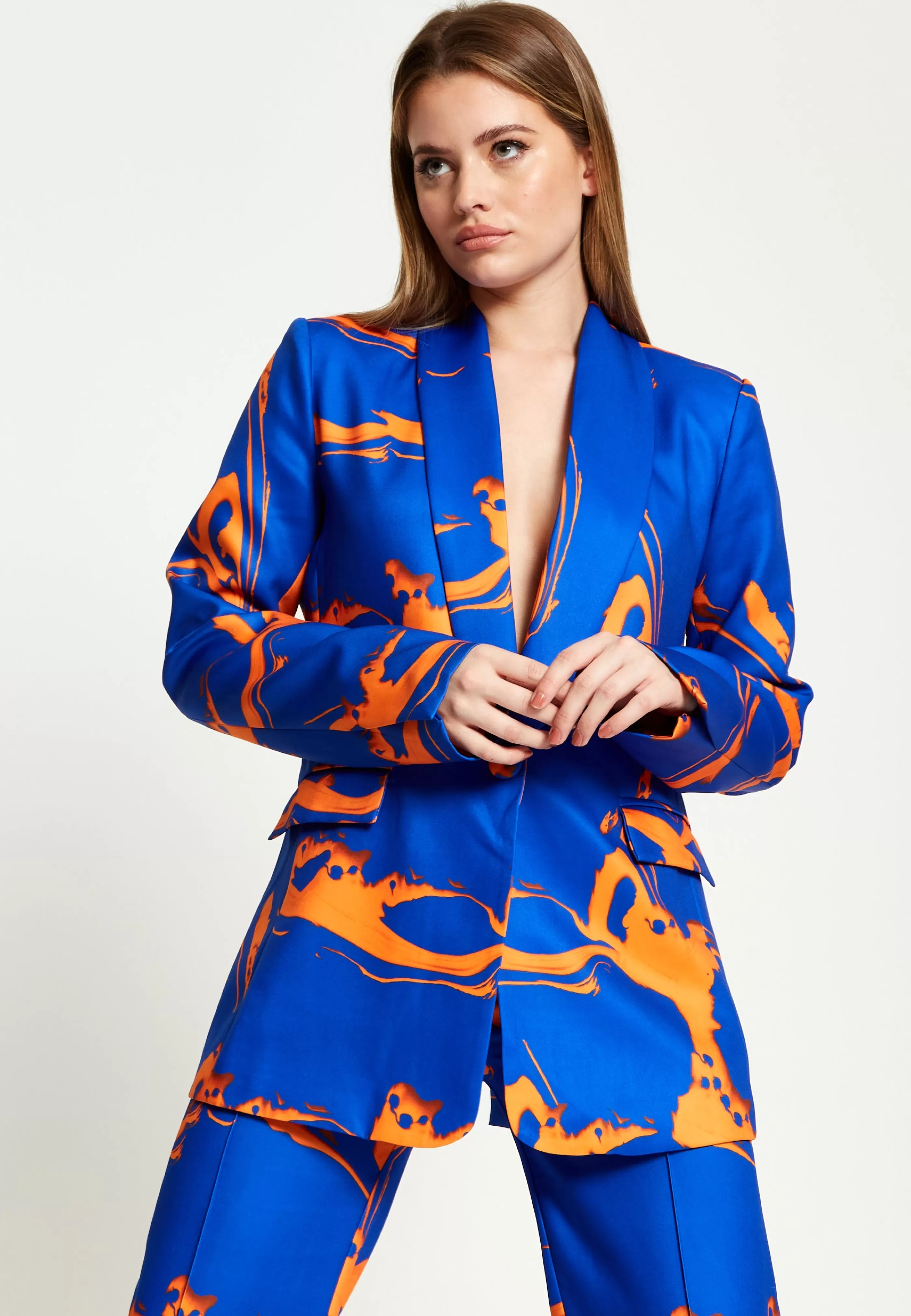 Sale Marble Print Blazer In And Orange Suits