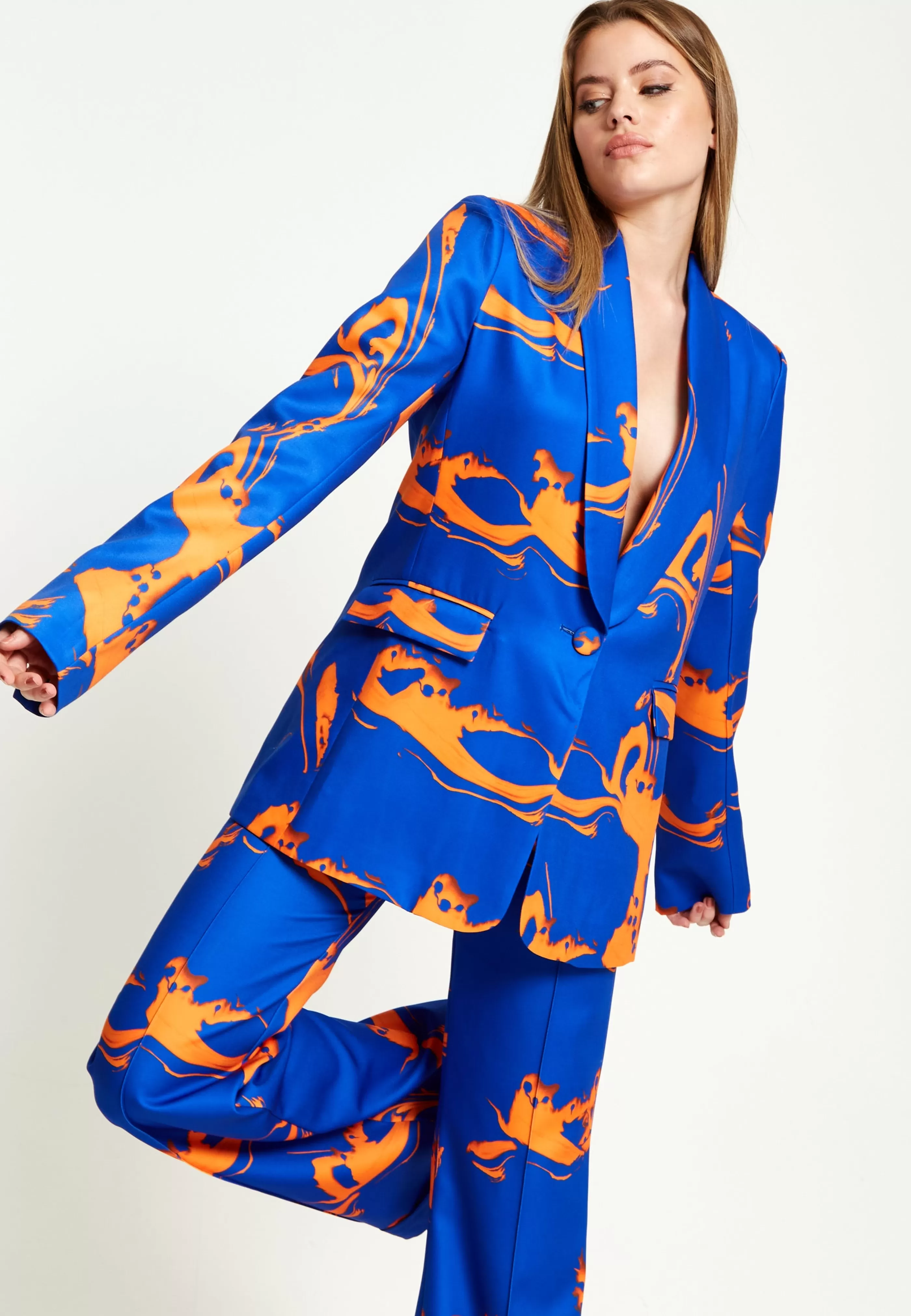 Sale Marble Print Blazer In And Orange Suits