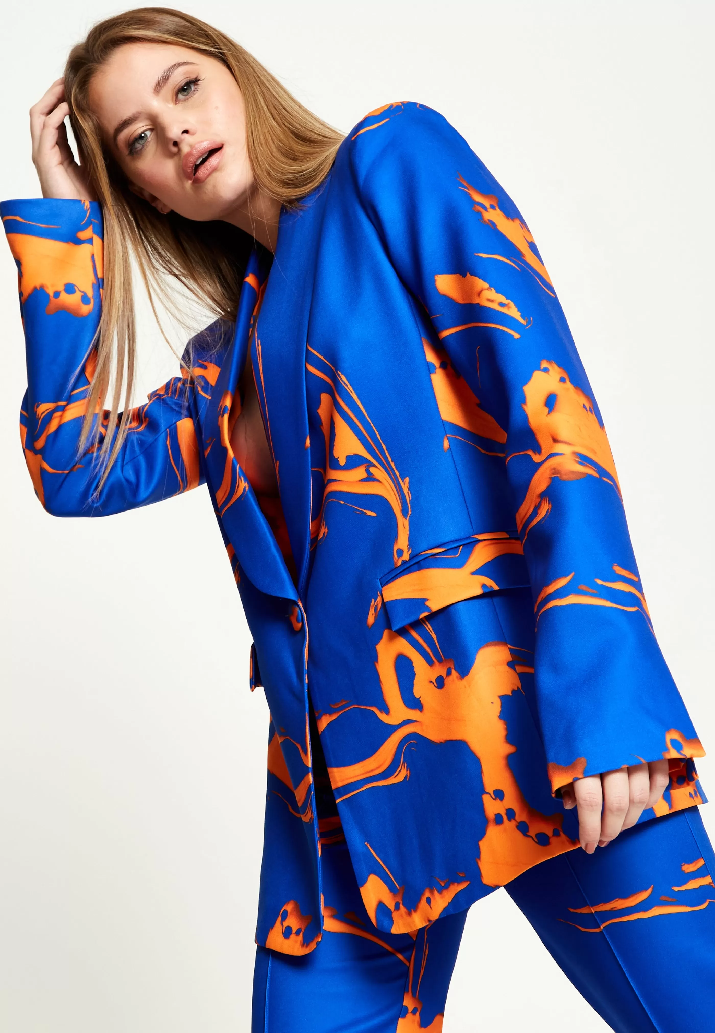 Sale Marble Print Blazer In And Orange Suits
