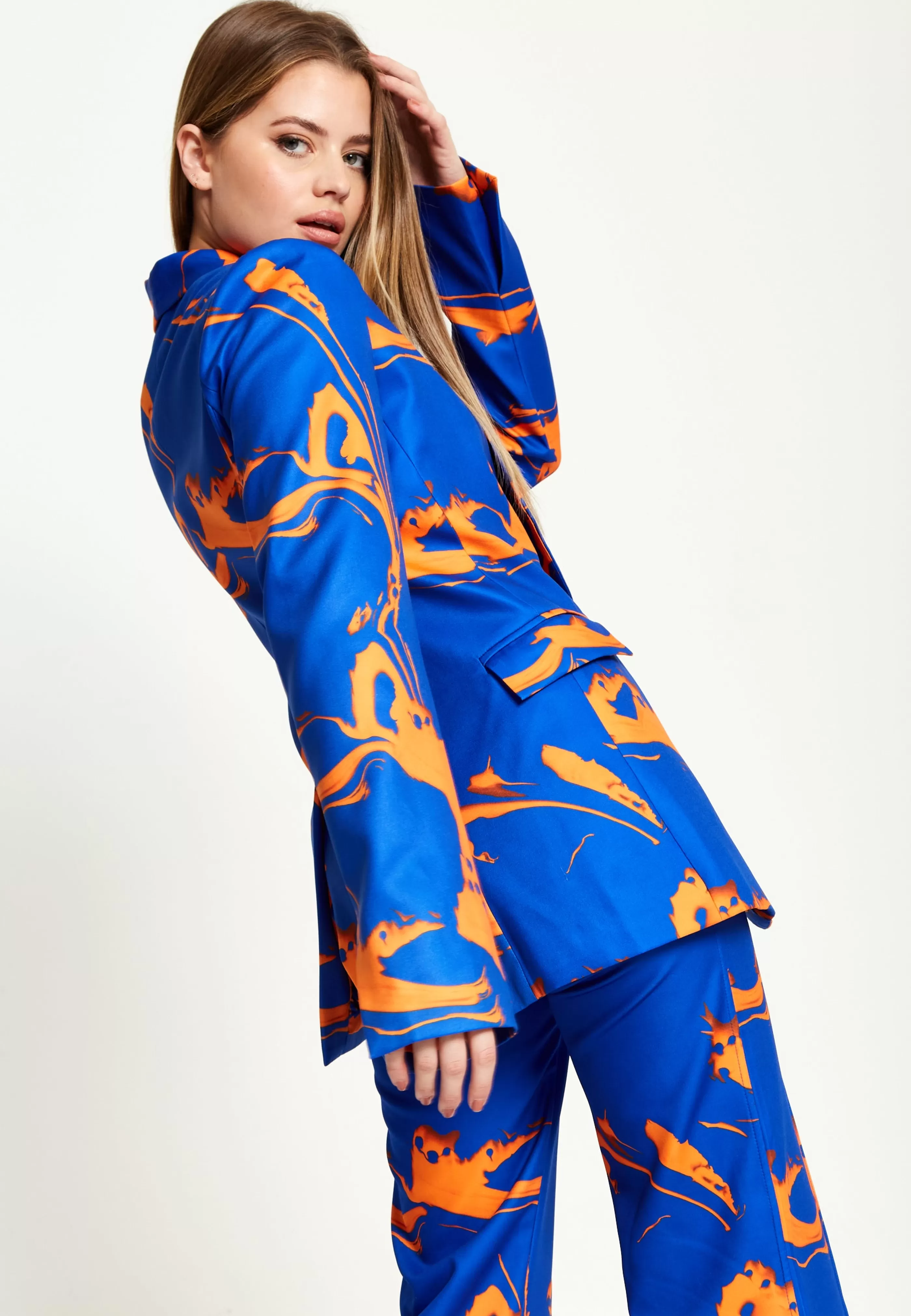 Sale Marble Print Blazer In And Orange Suits