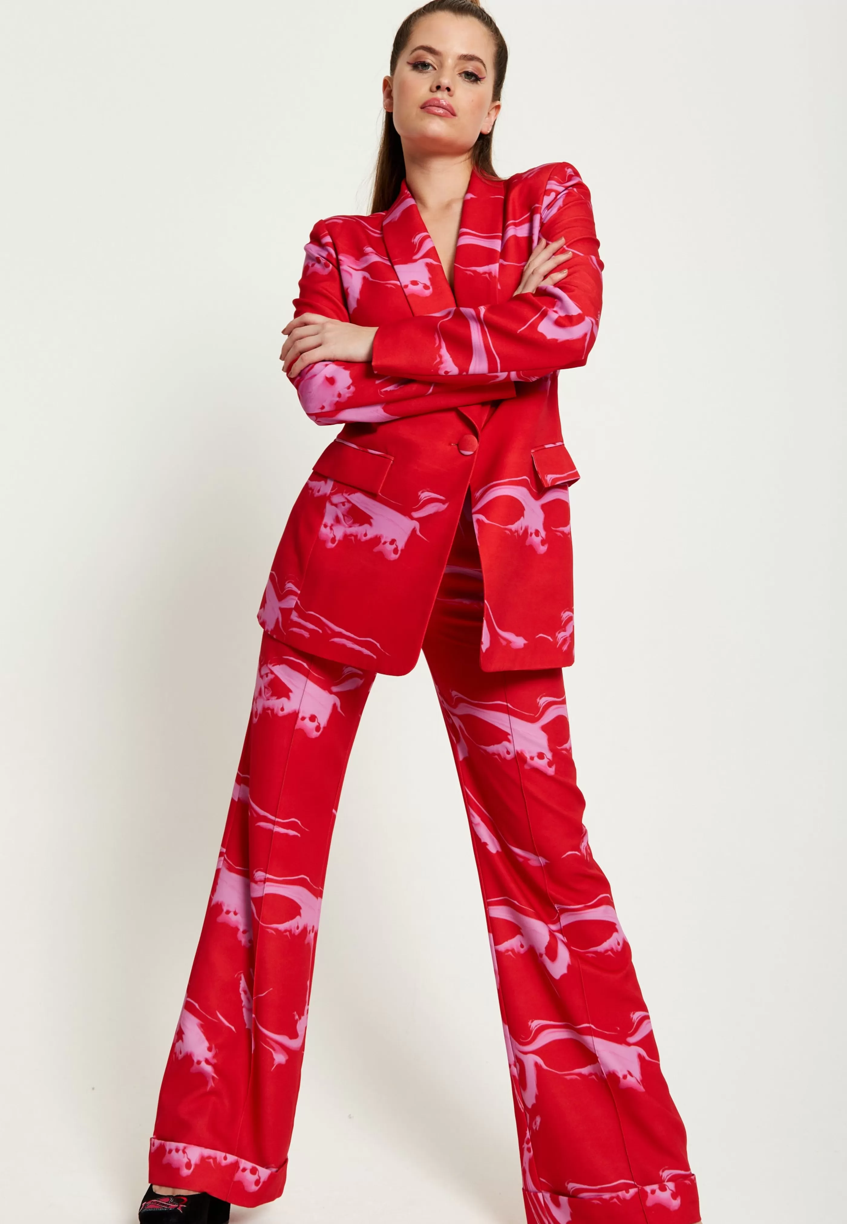 Flash Sale Marble Print Suit Trouser In And Pink Suits | Skirts & Trousers