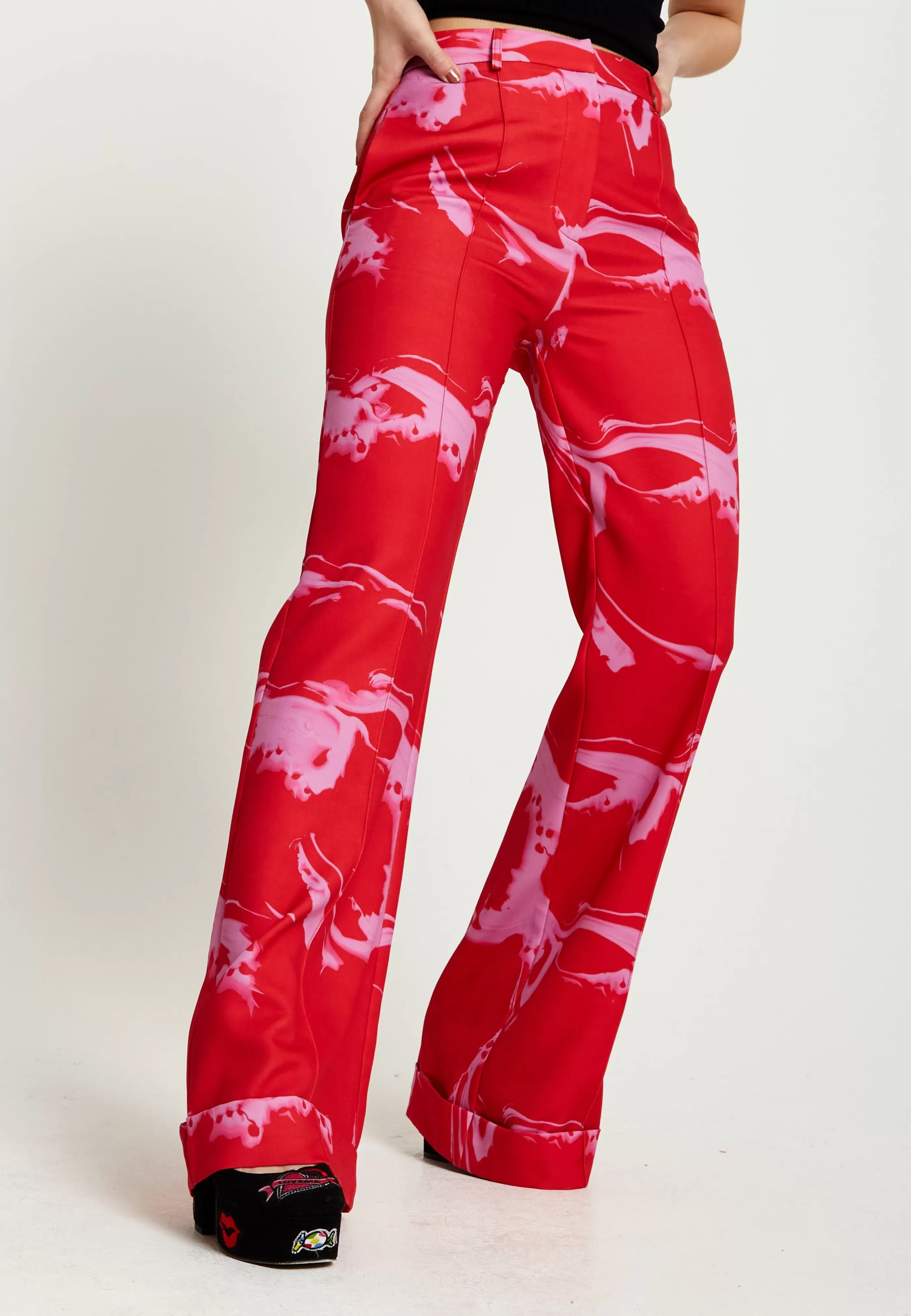 Flash Sale Marble Print Suit Trouser In And Pink Suits | Skirts & Trousers